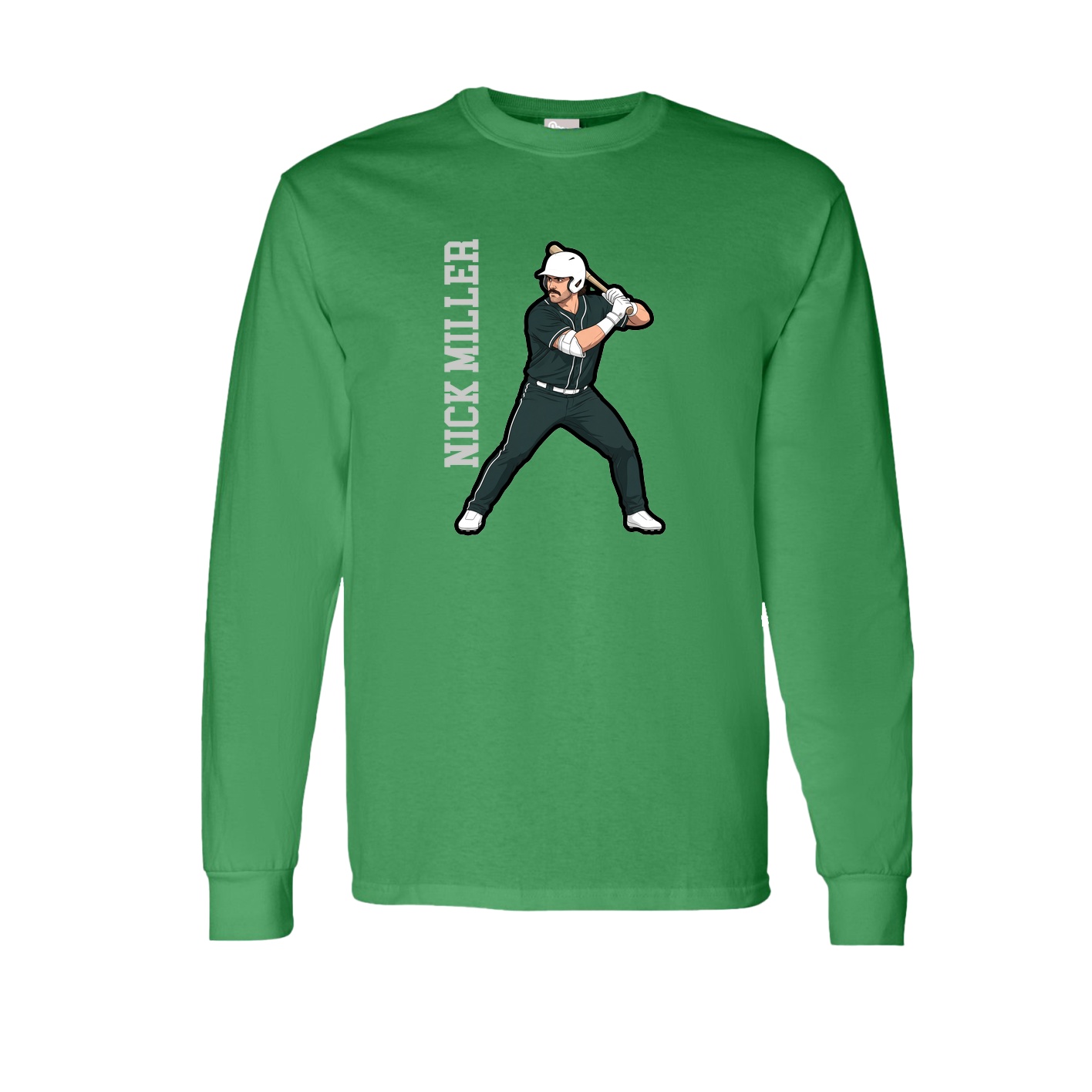 Long Sleeve Tee — Name Vertical in Green