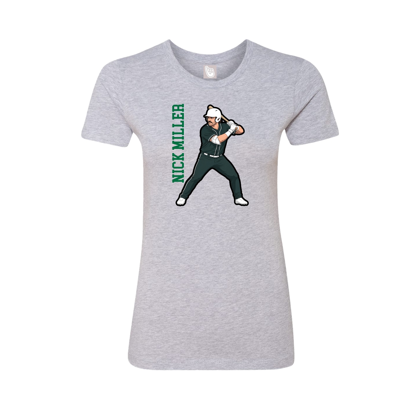 Fitted Women's Tee — Name Vertical in Grey