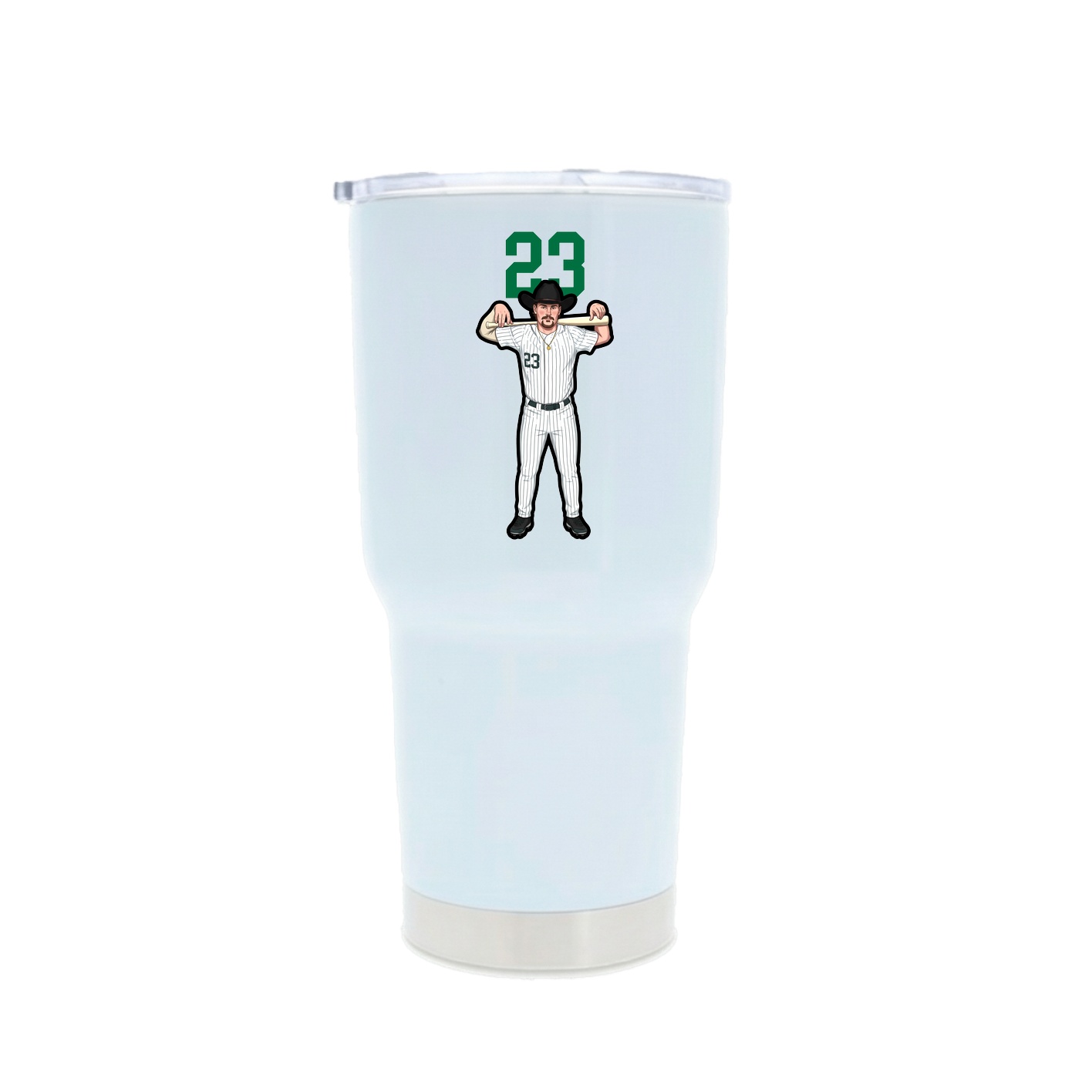 30oz Stainless Steel Tumbler — Number Top in White
