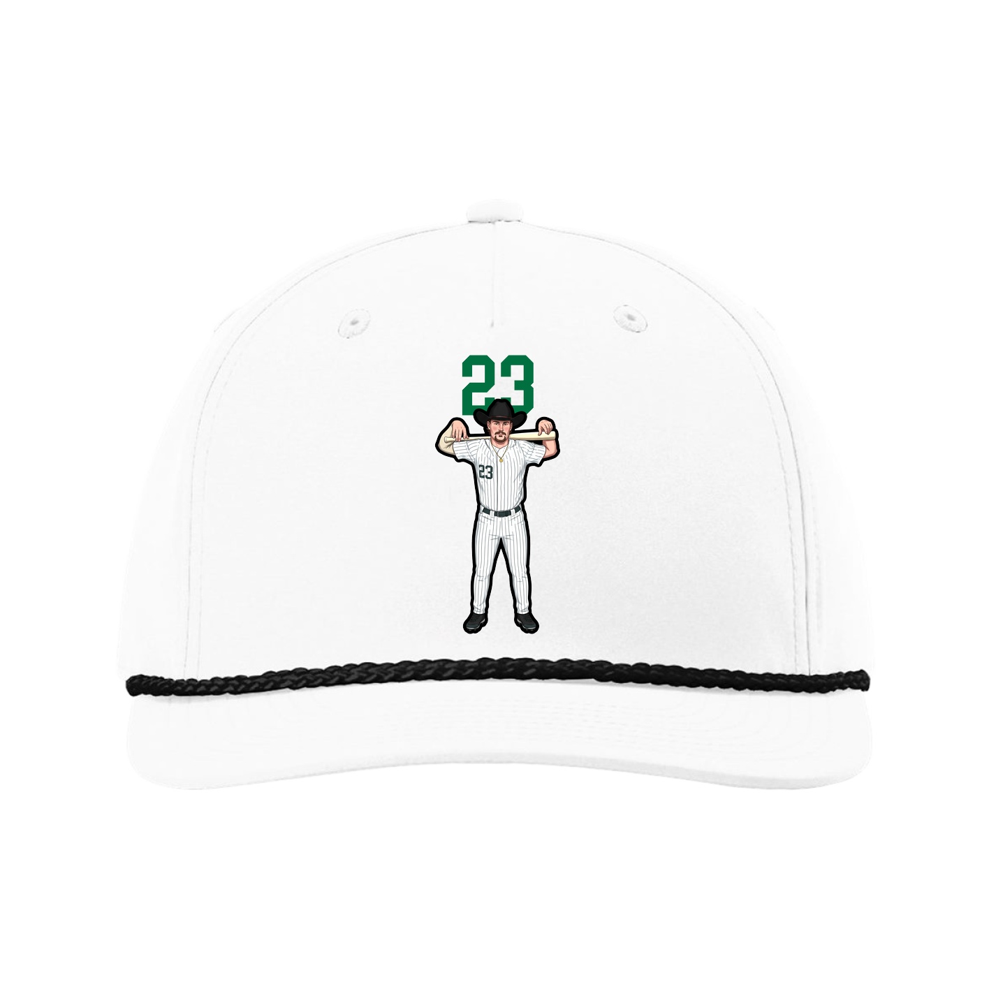 Five-Panel Classic Rope Cap — Number Top in White
