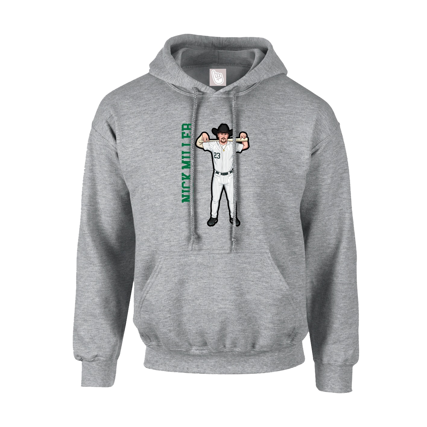 Youth Hoodie — Name Vertical in Grey