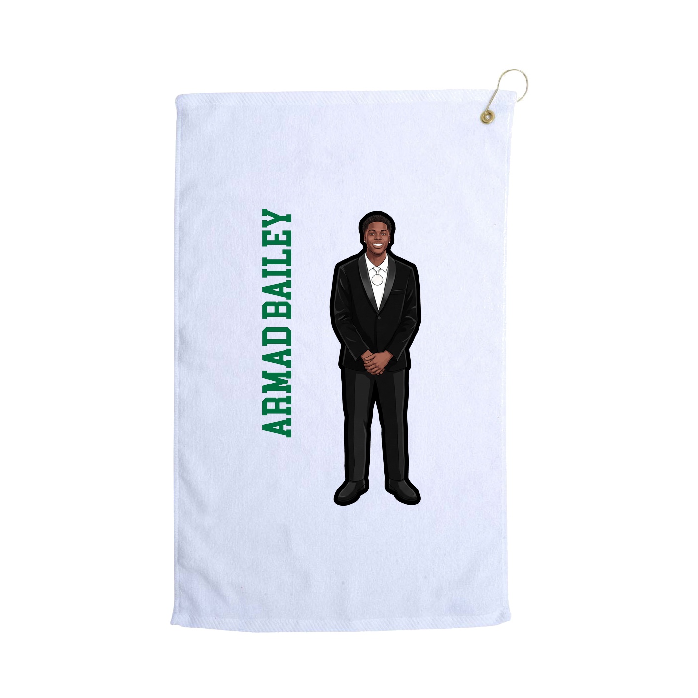 Golf Towel — Name Vertical in White