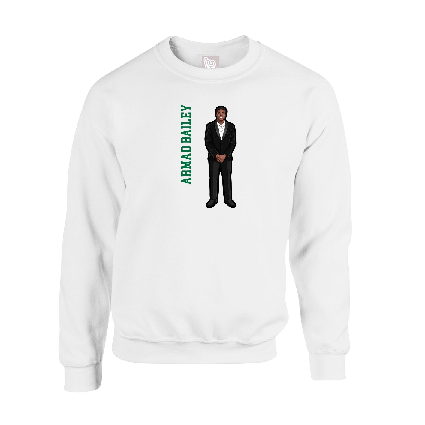 Fleece Crew — Name Vertical in White