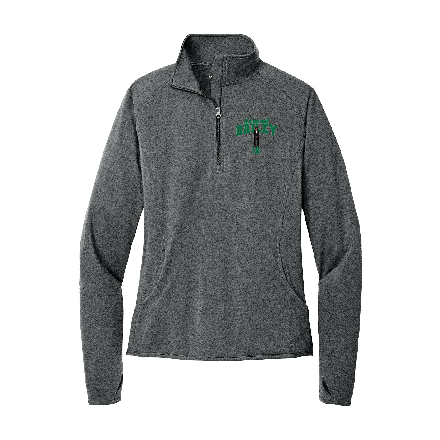 Women's Q-Zip Pullover — Signature Arch in Grey