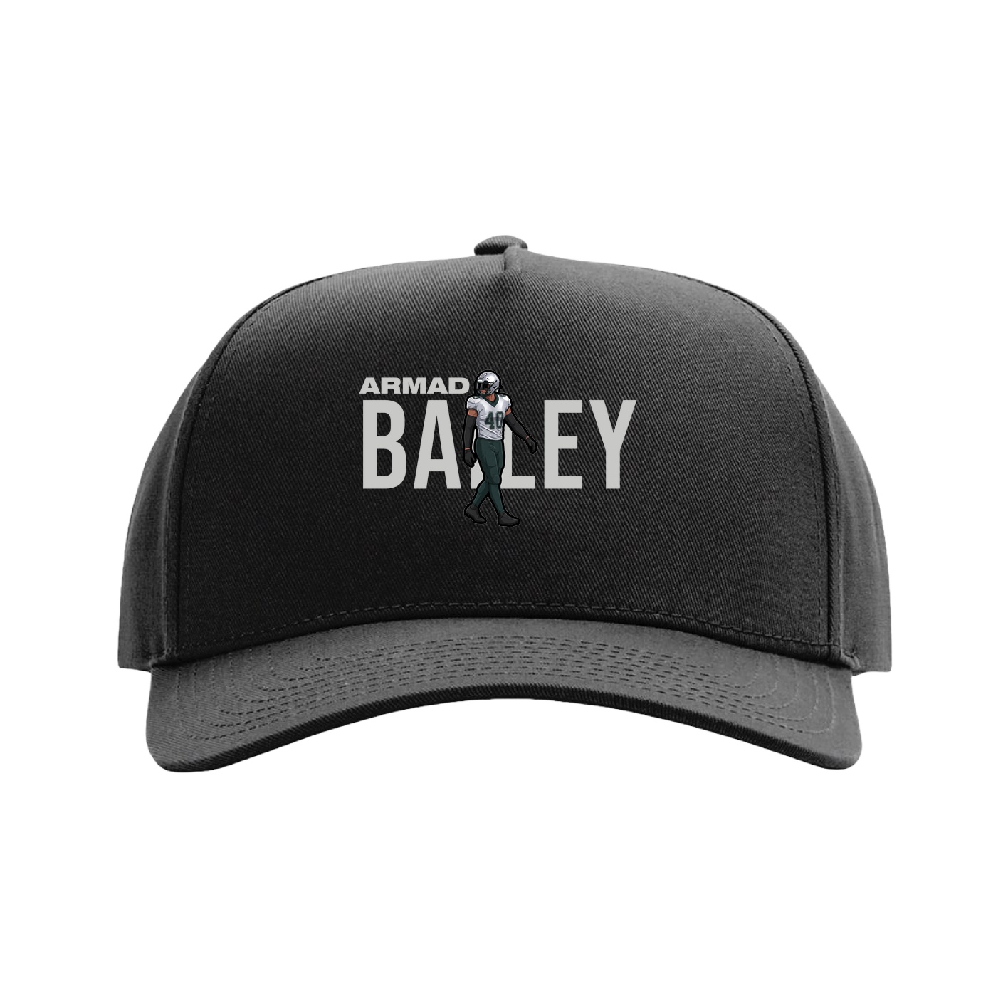Full Fabric Five-Panel Champ Cap — Player Name in Black