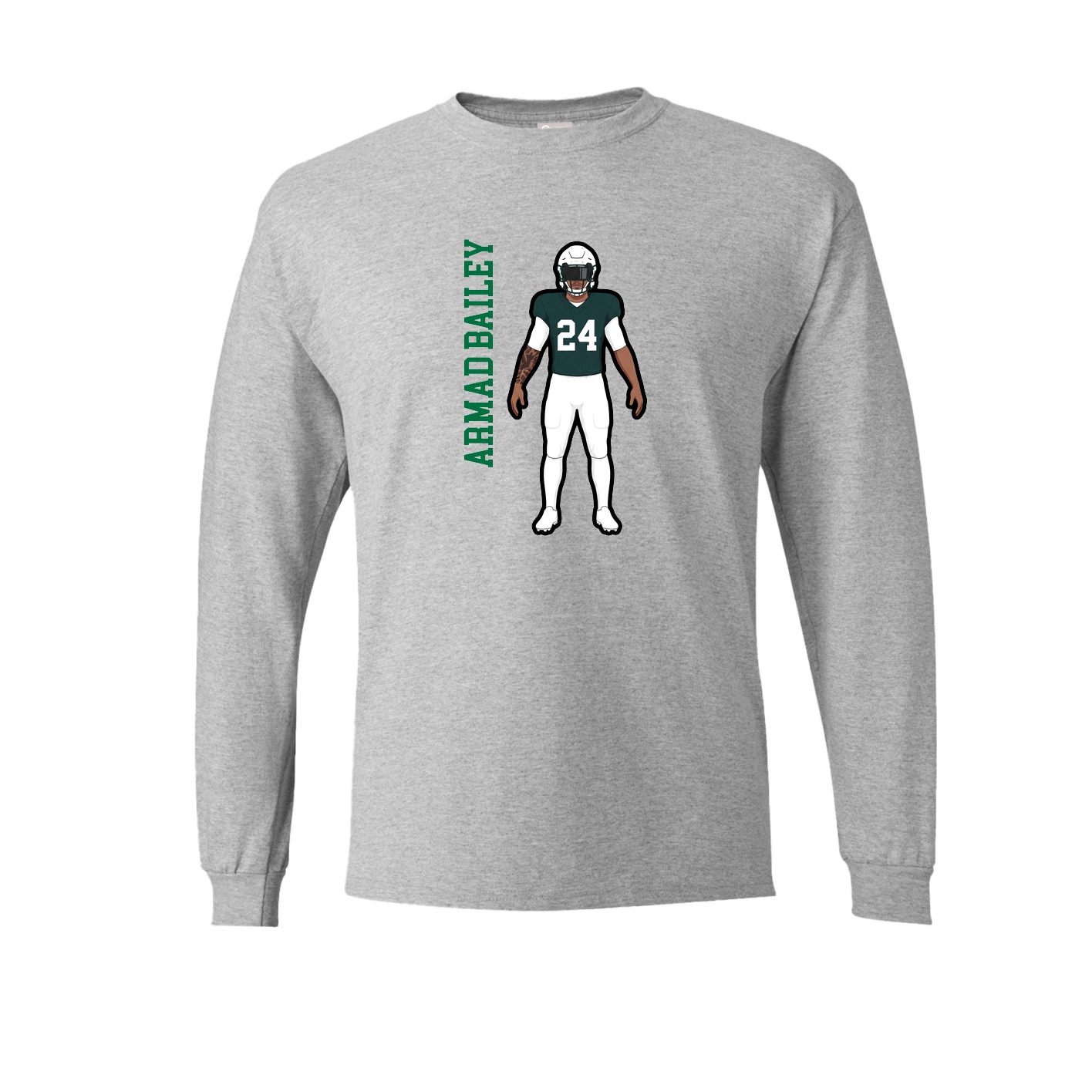 Long Sleeve Tee — Name Vertical in Grey