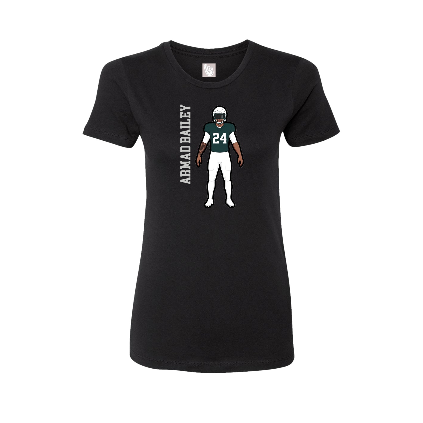 Fitted Women's Tee — Name Vertical in Black