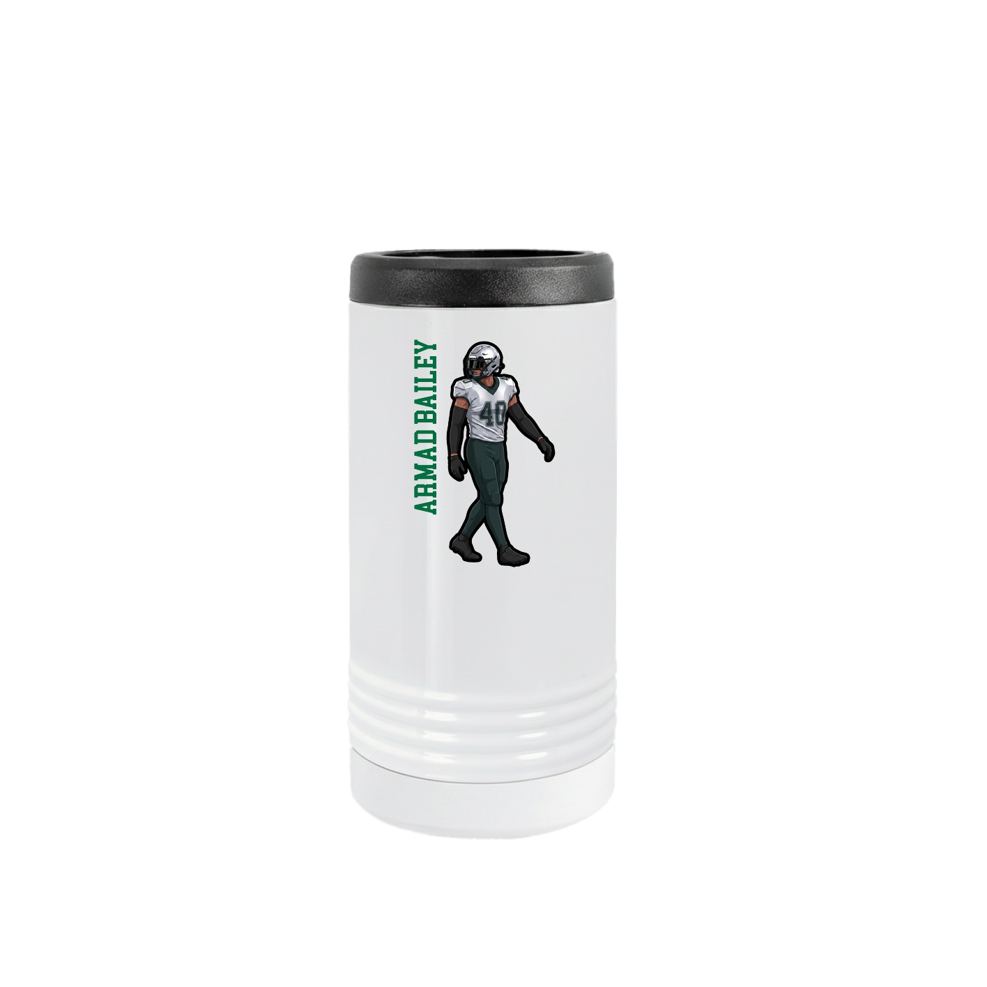 Slim Beverage Holder — Name Vertical in White