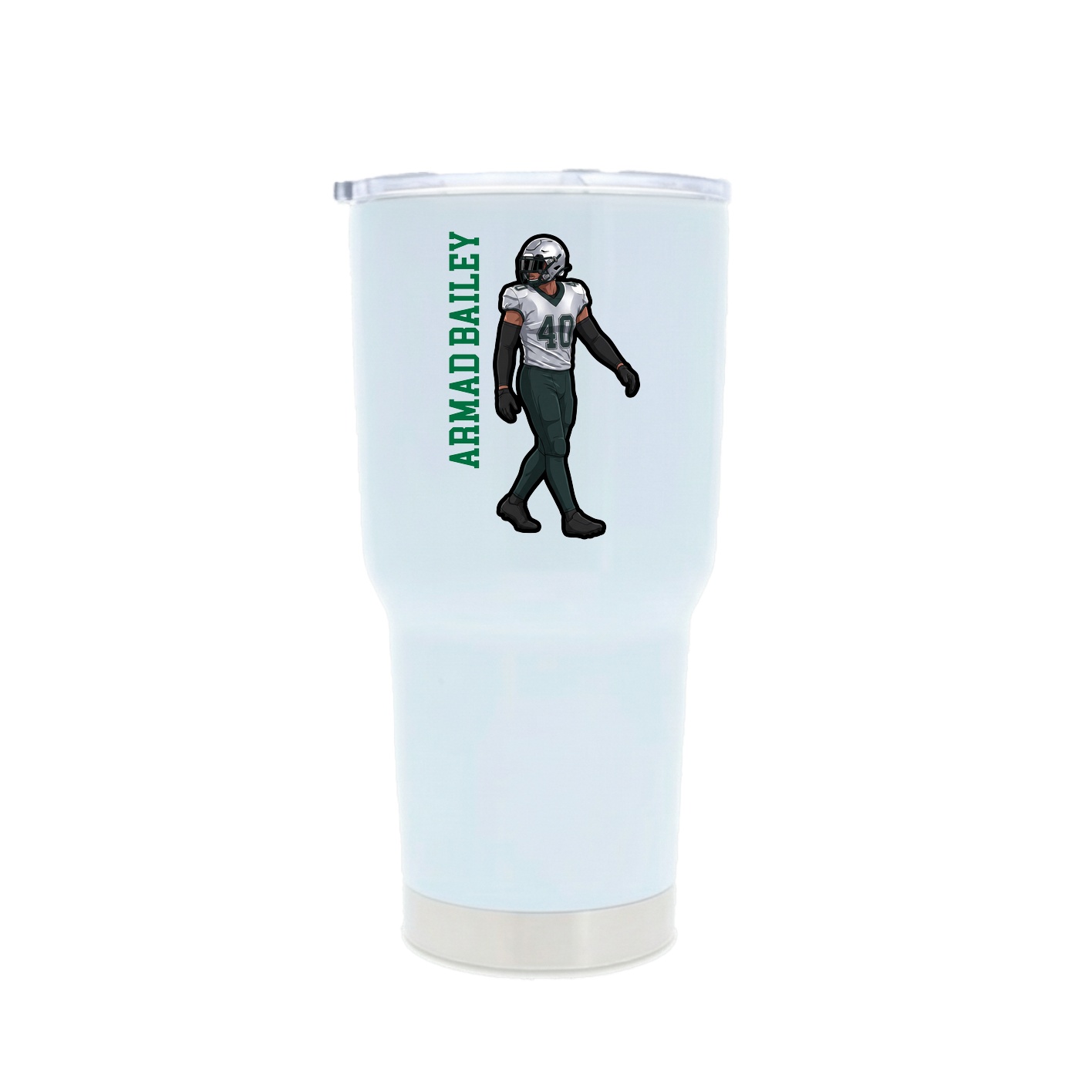 30oz Stainless Steel Tumbler — Name Vertical in White