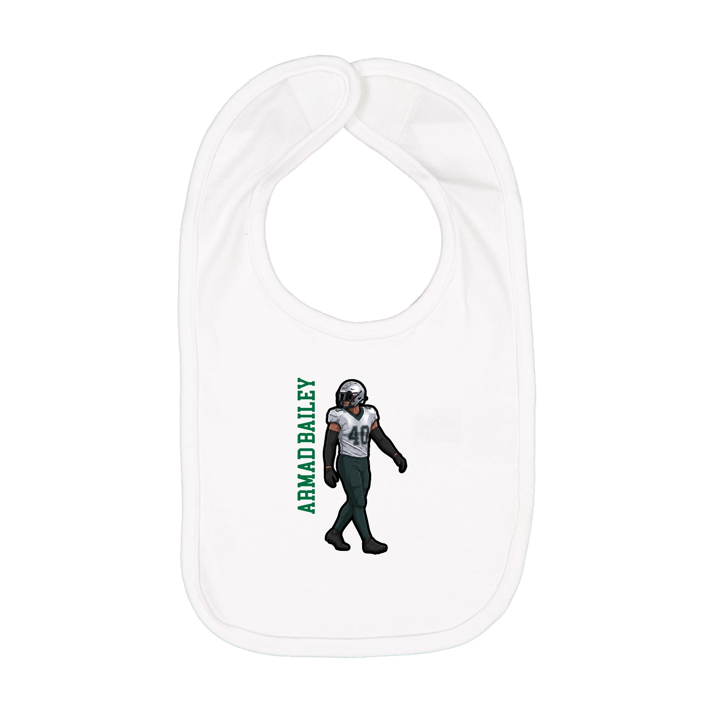 Infant Bib — Name Vertical in White