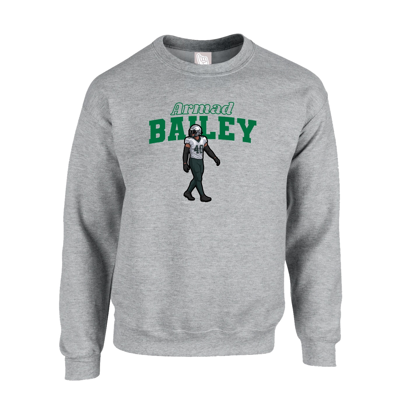 Fleece Crew — Name Arch in Grey
