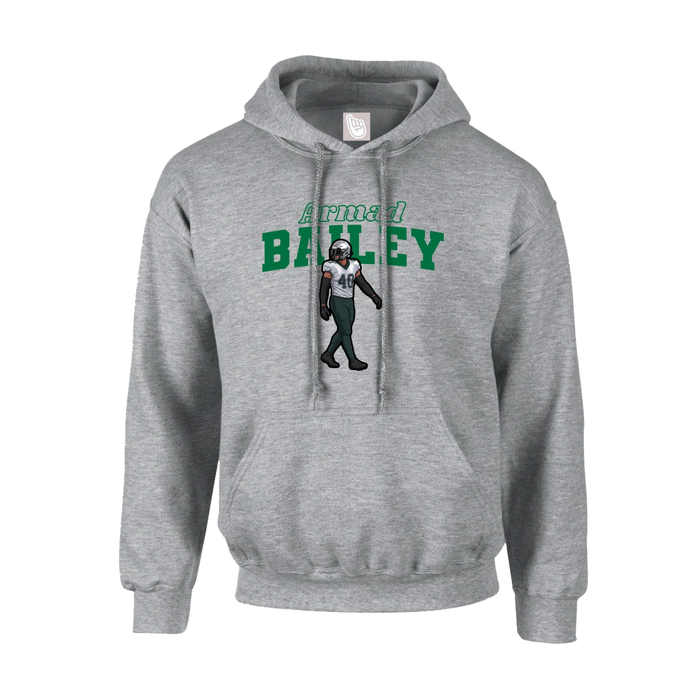 Youth Hoodie — Name Arch in Grey