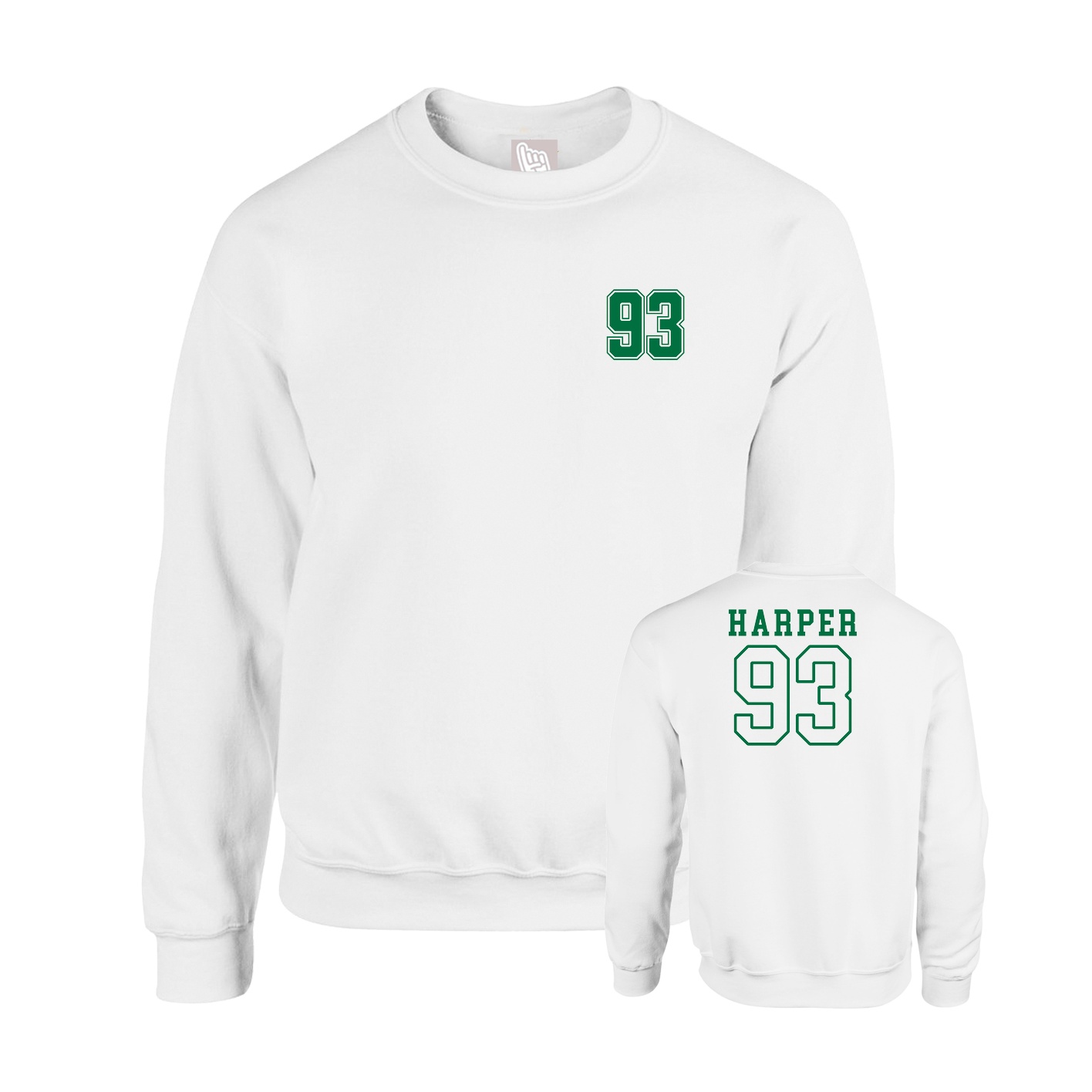 Fleece Crew — Chest Back in White