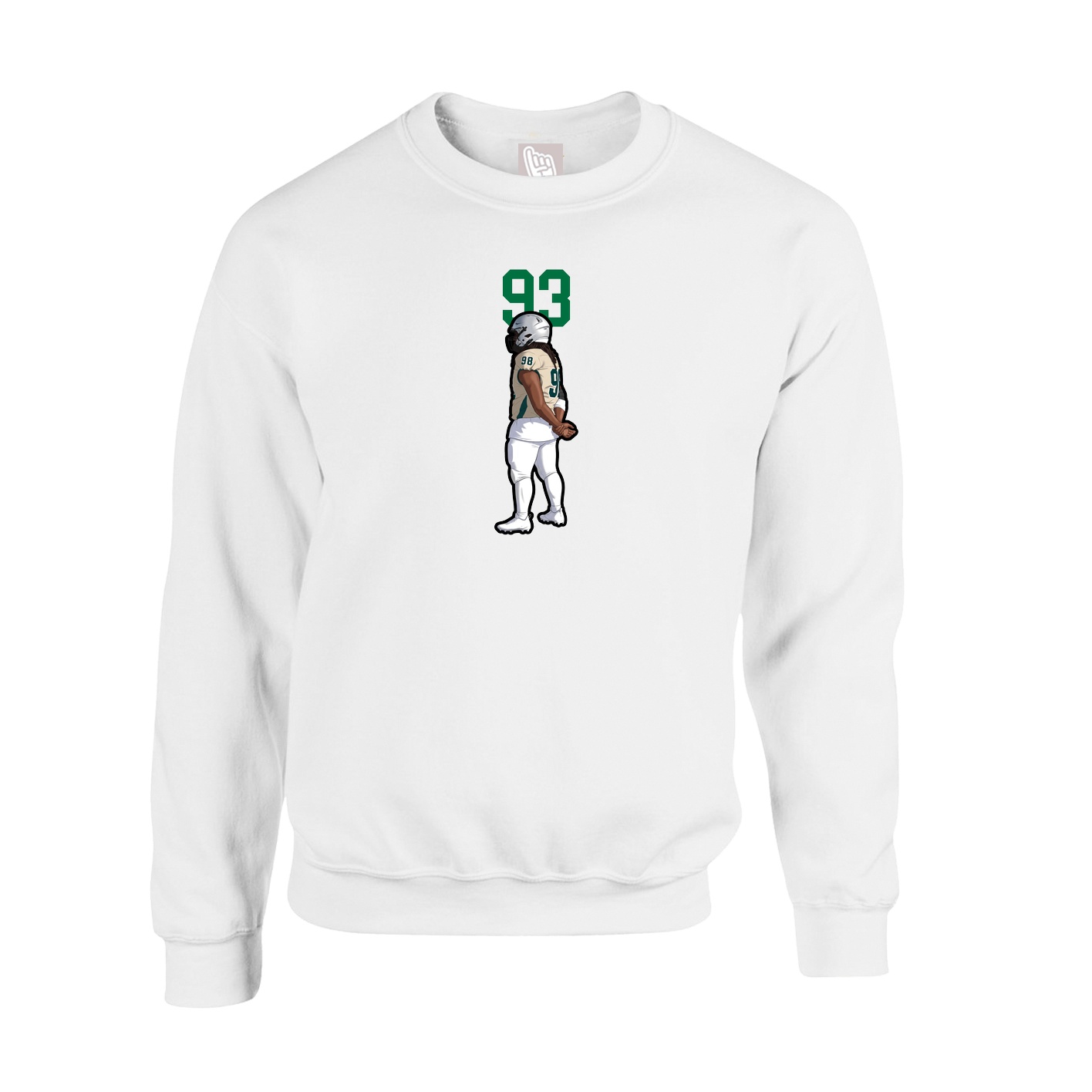Fleece Crew — Number Top in White