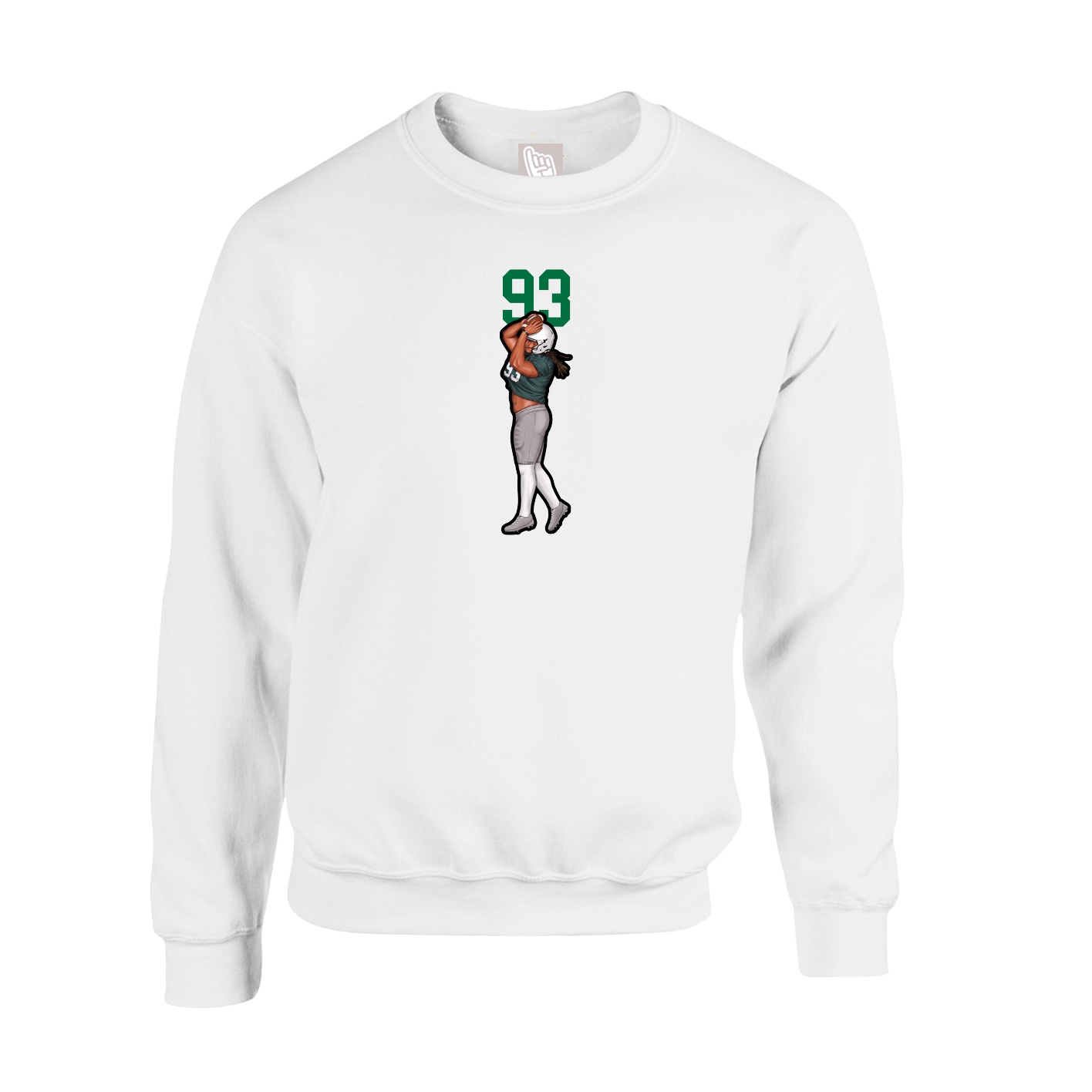 Fleece Crew — Number Top in White