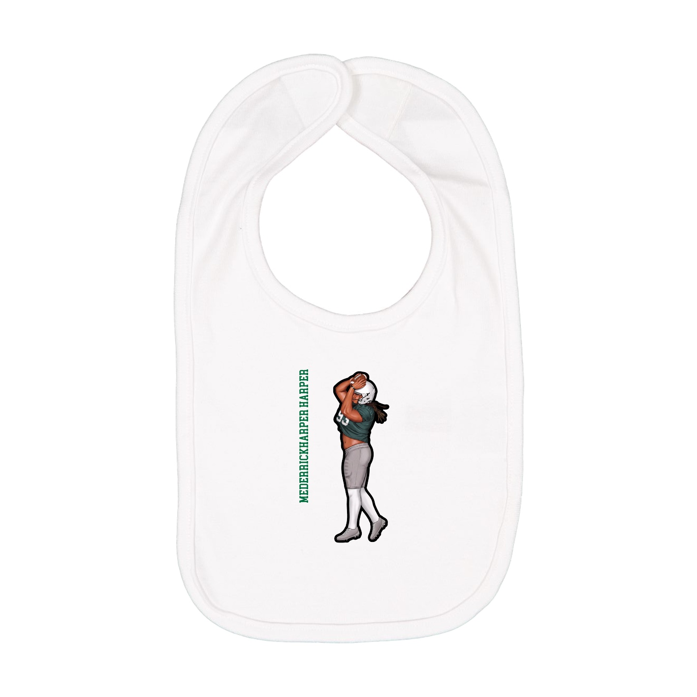 Infant Bib — Name Vertical in White