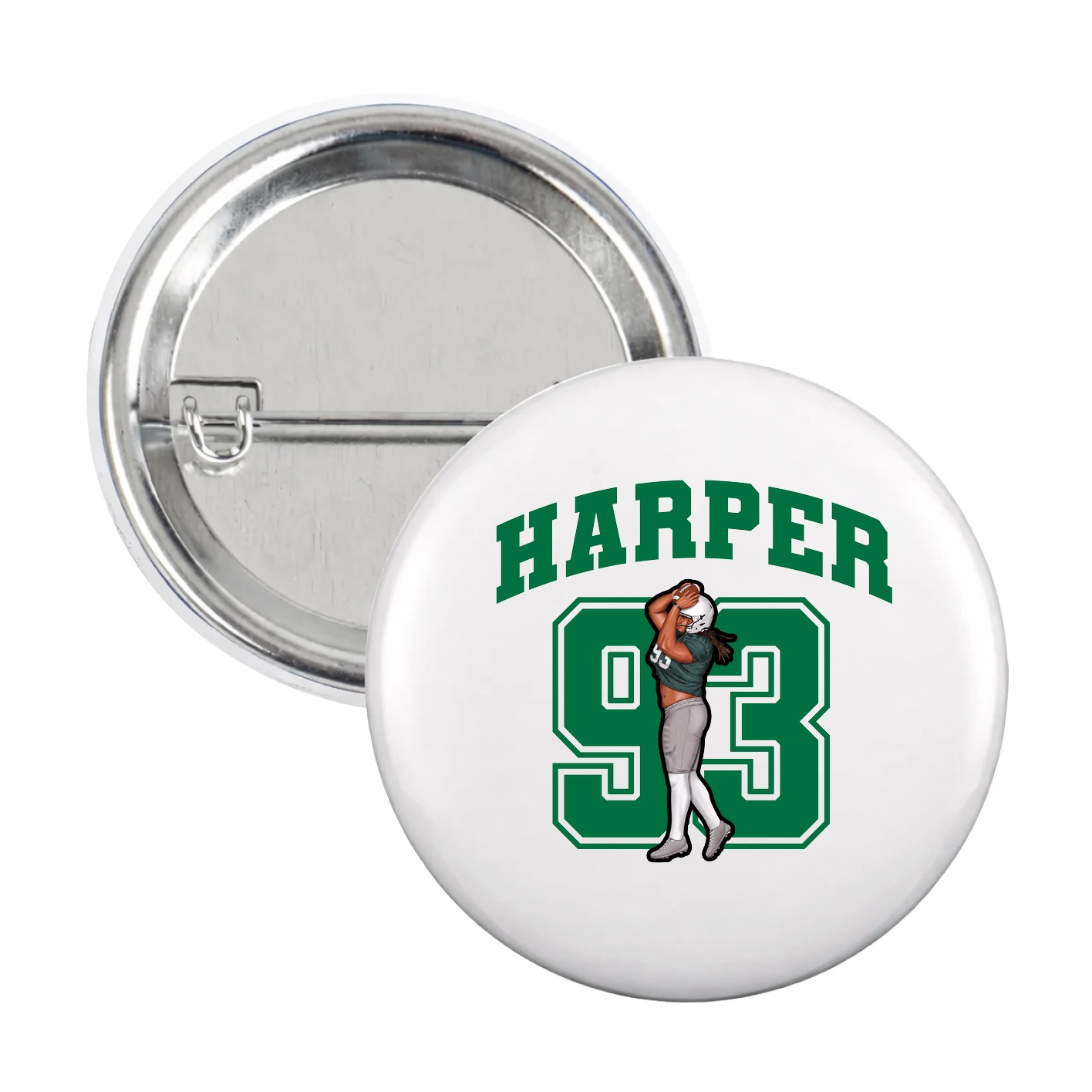 Game Day Button — Number in White