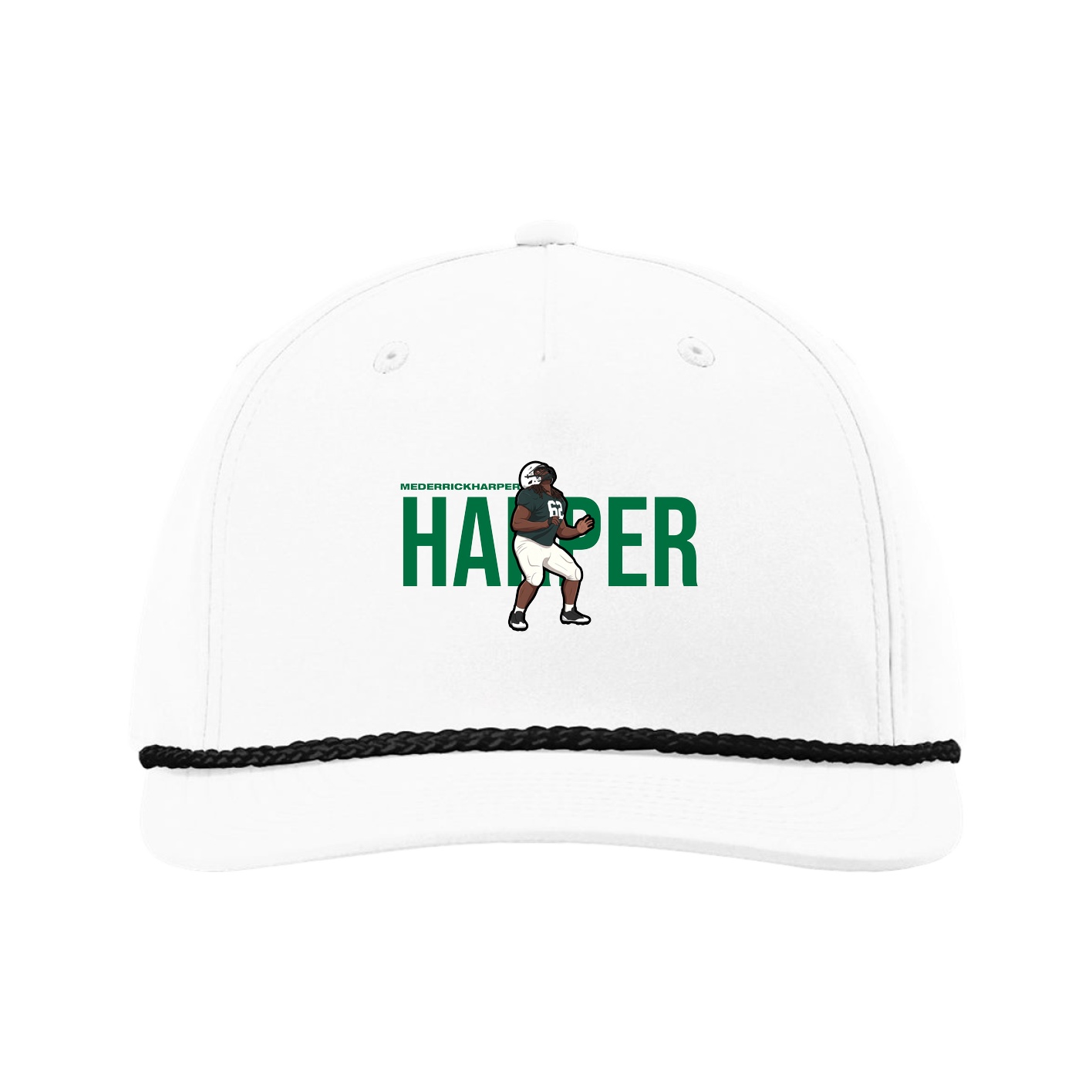 Five-Panel Classic Rope Cap — Player Name in White