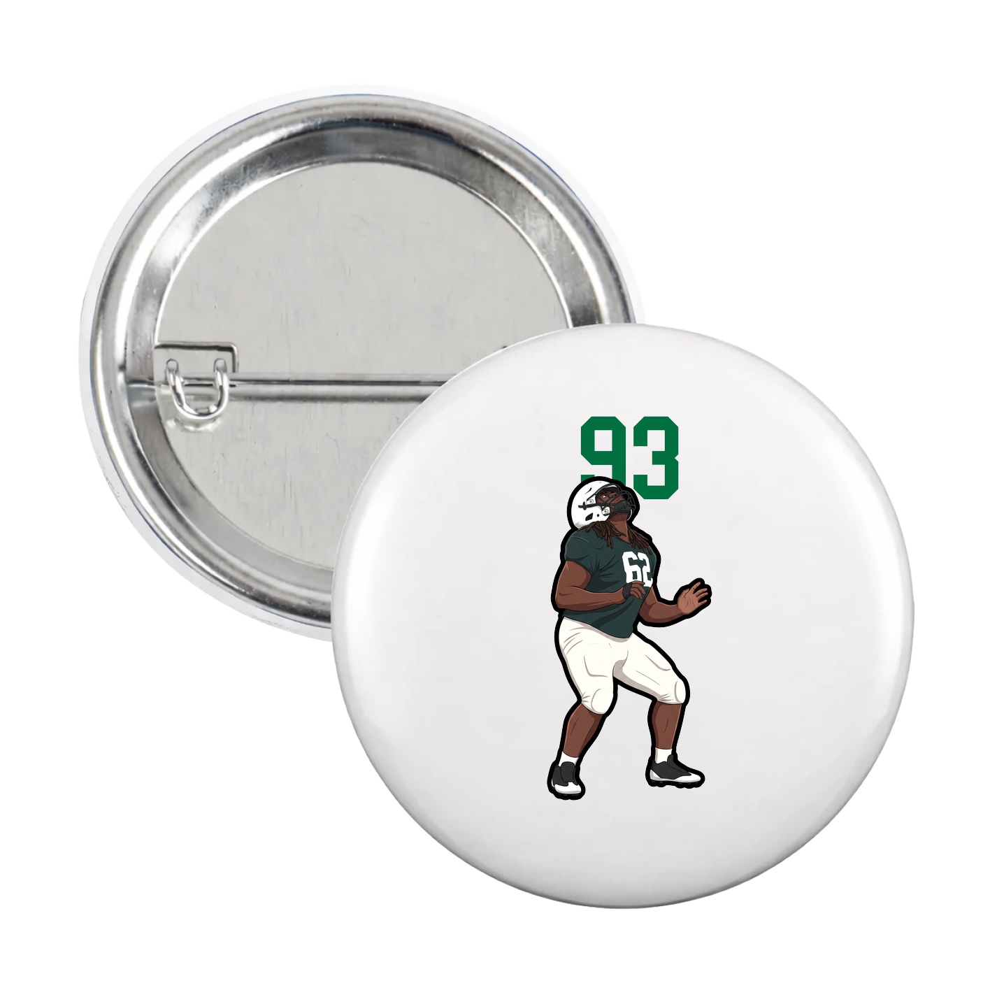 Game Day Button — Number Top in White
