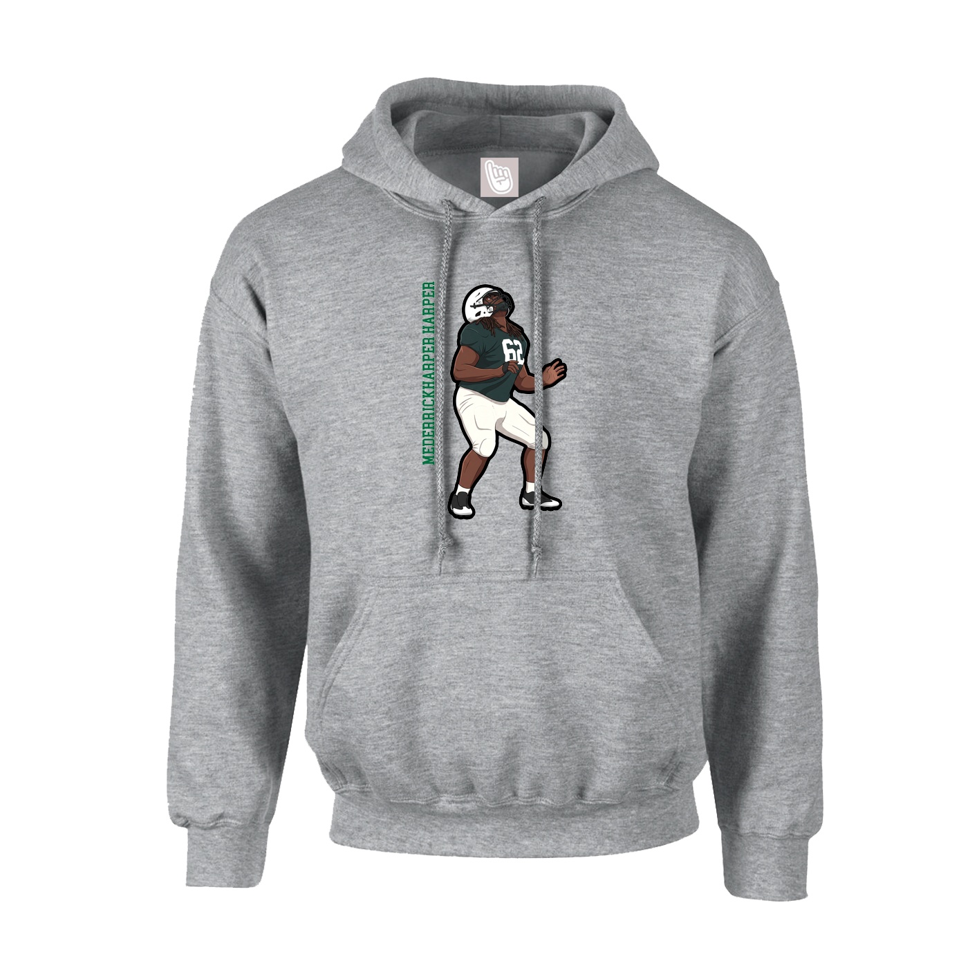 Hoodie — Name Vertical in Grey