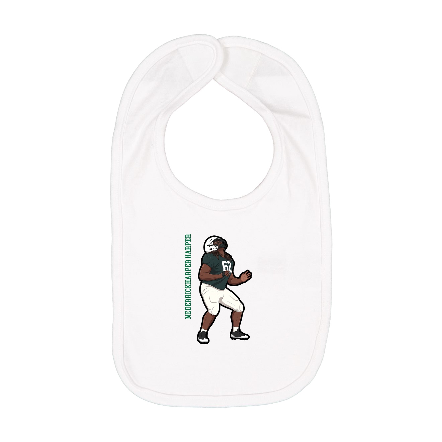 Infant Bib — Name Vertical in White