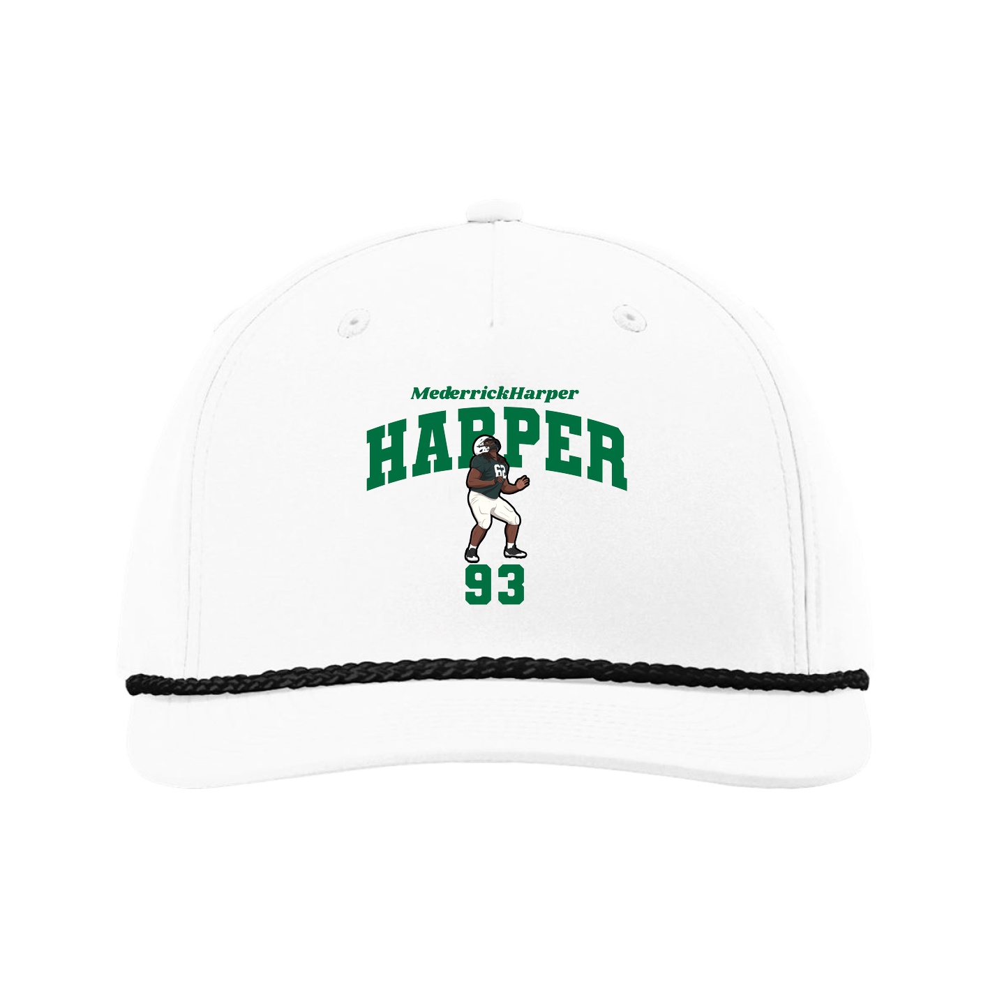 Five-Panel Classic Rope Cap — Signature Arch in White