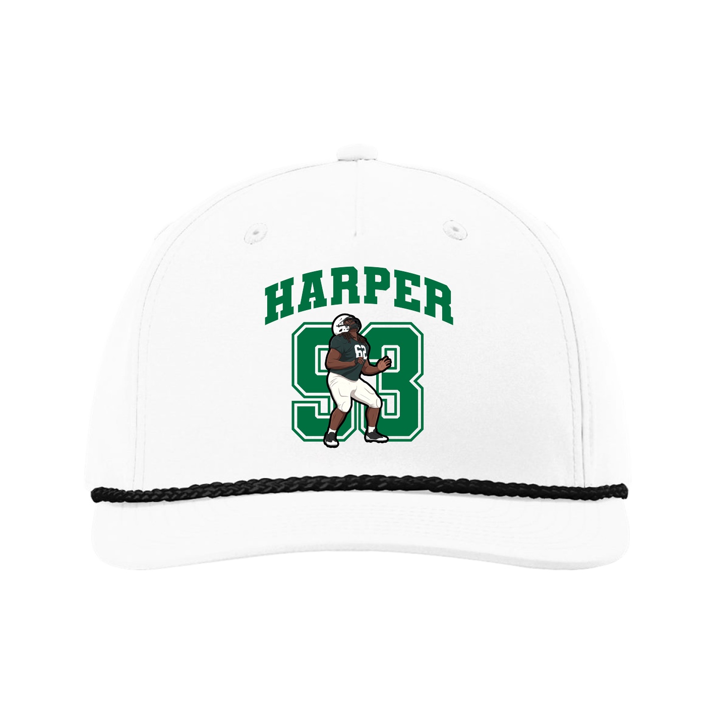 Five-Panel Classic Rope Cap — Number in White