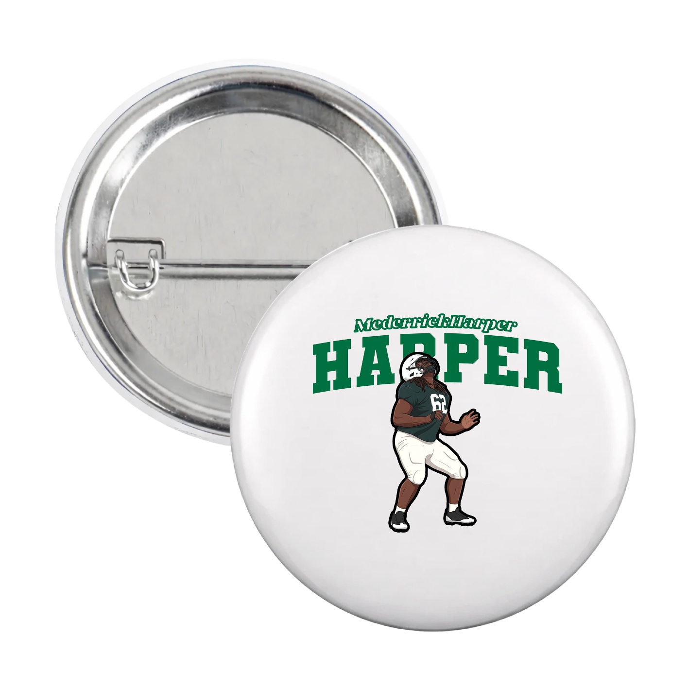 Game Day Button — Name Arch in White