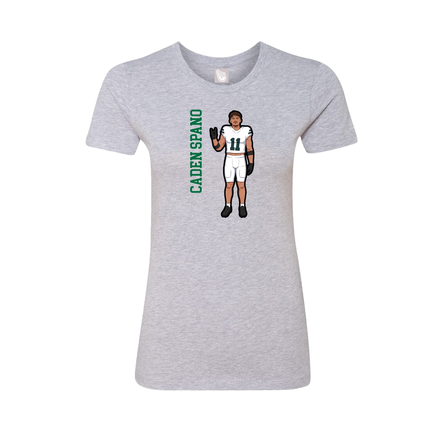 Fitted Women's Tee — Name Vertical in Grey