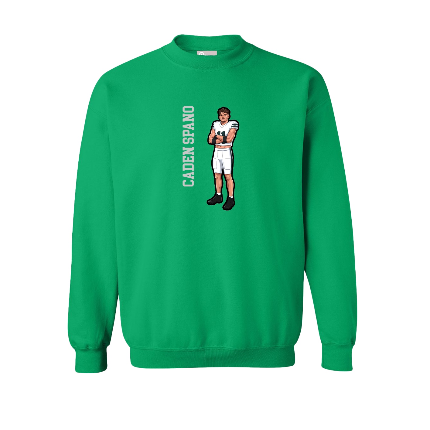 Fleece Crew — Name Vertical in Green