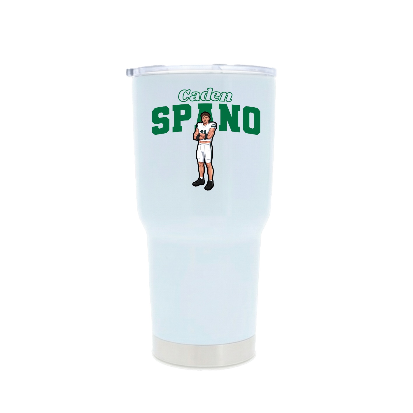 30oz Stainless Steel Tumbler — Name Arch in White