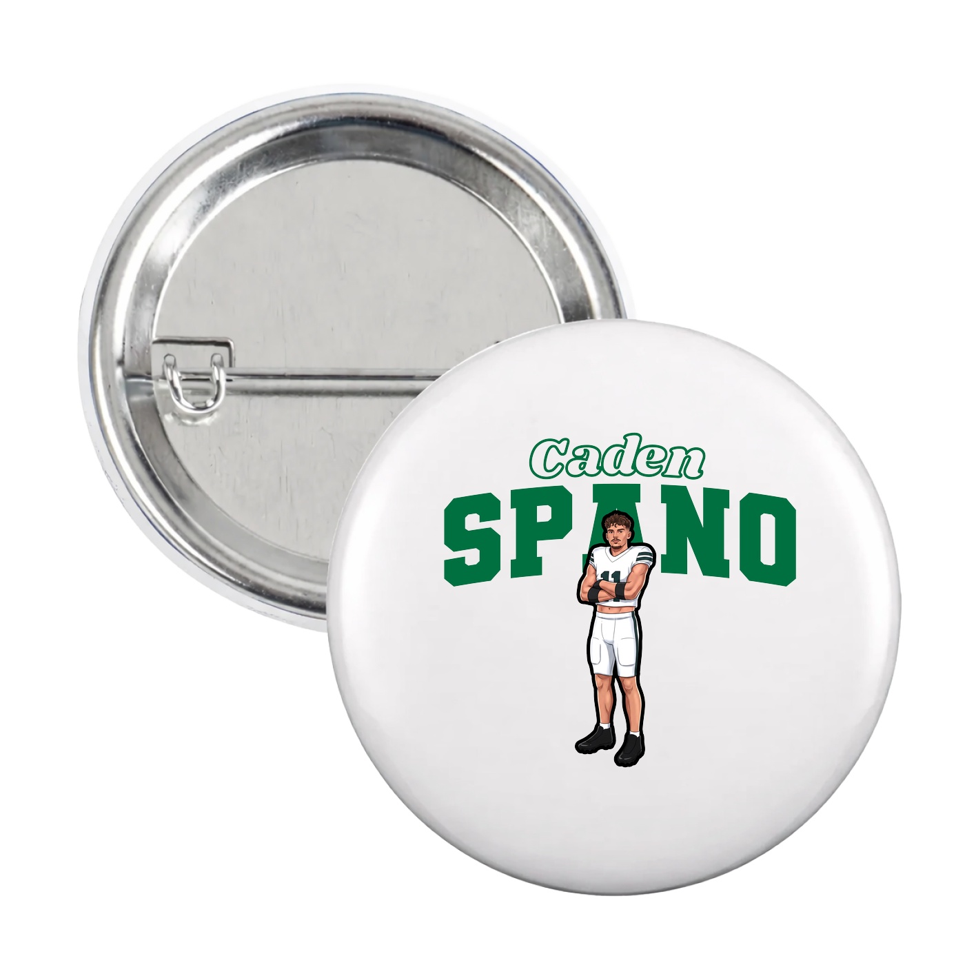 Game Day Button — Name Arch in White