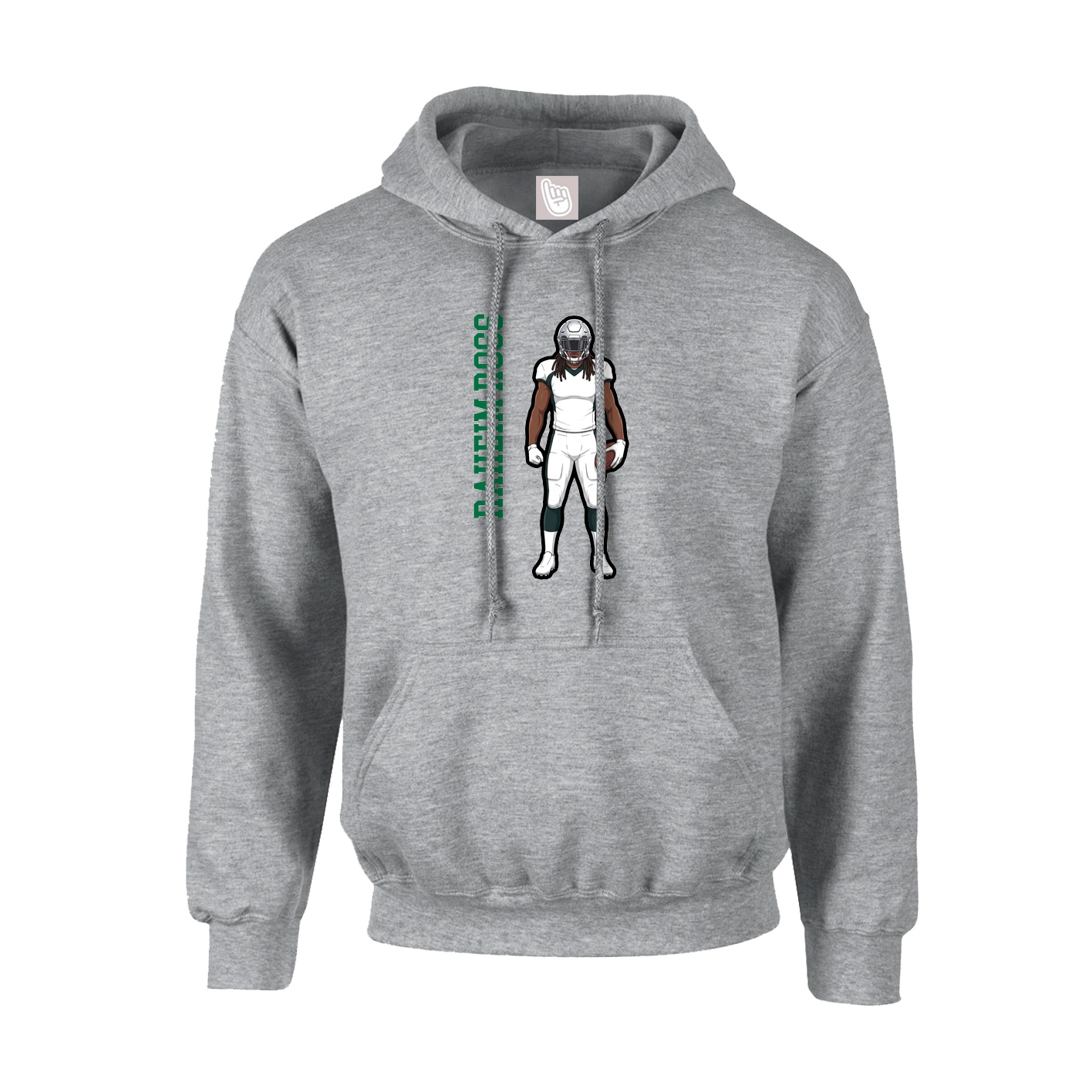 Youth Hoodie — Name Vertical in Grey