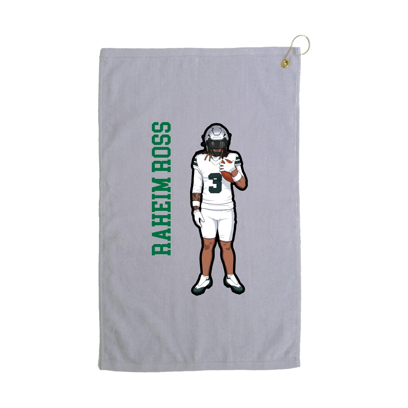 Golf Towel — Name Vertical in Grey