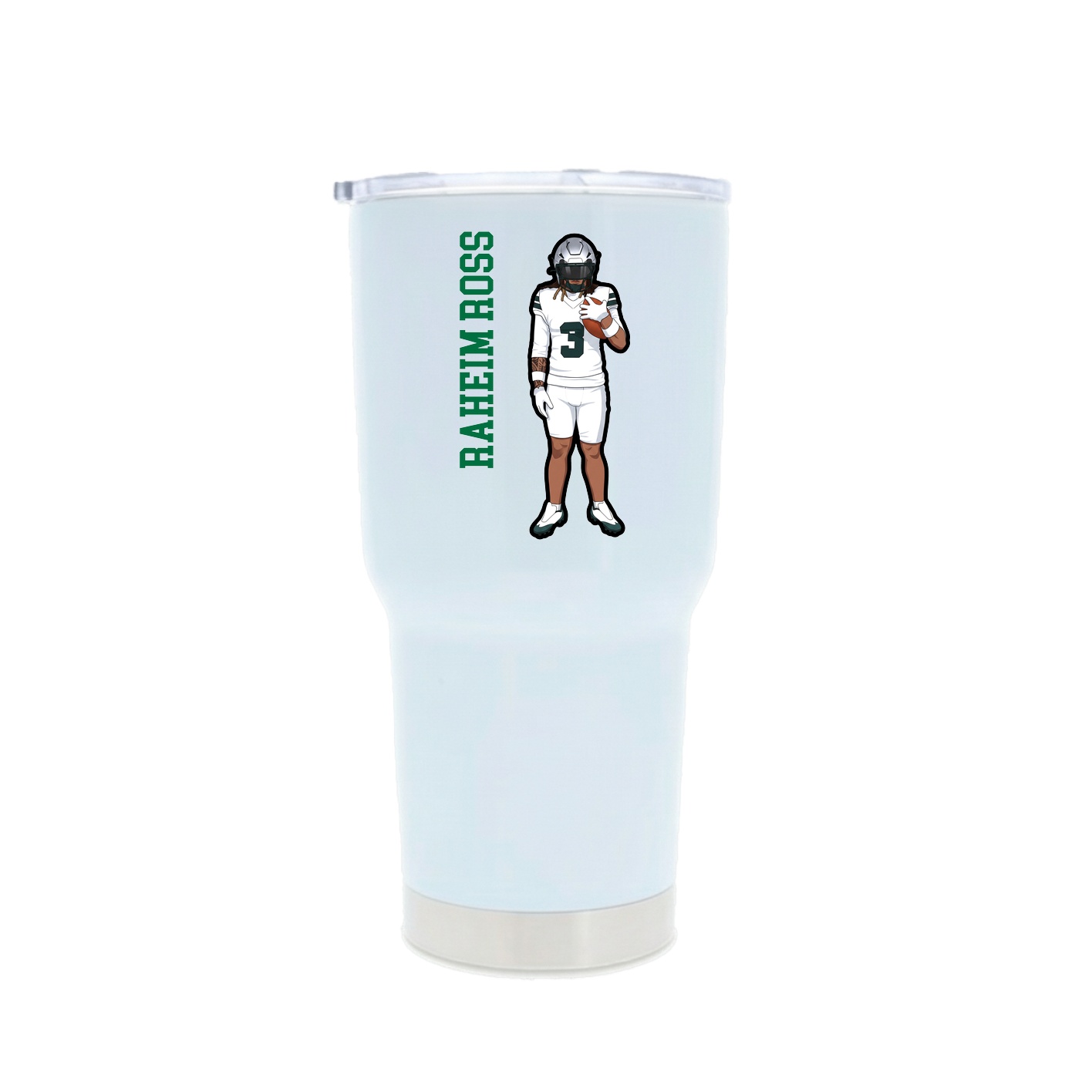 30oz Stainless Steel Tumbler — Name Vertical in White