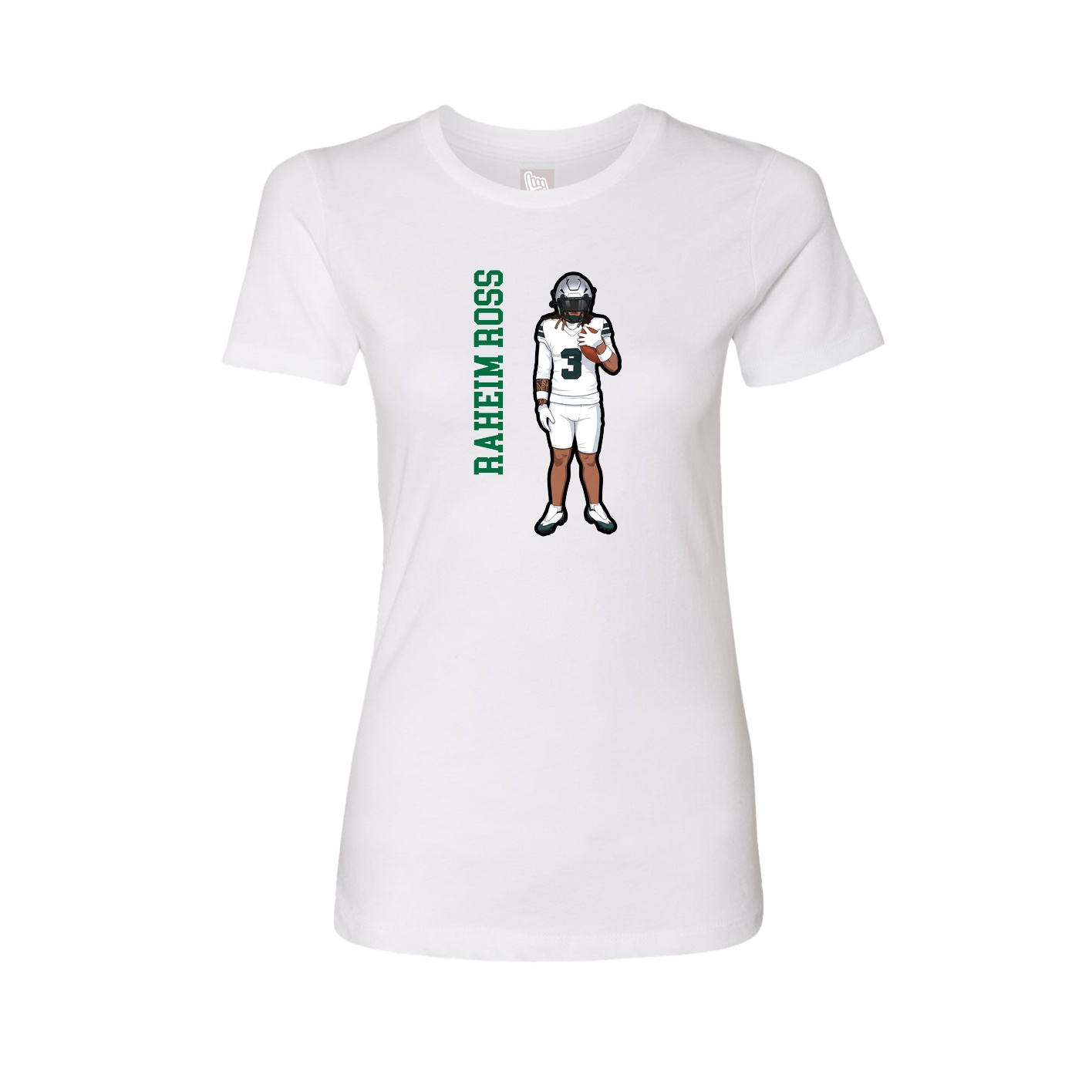 Fitted Women's Tee — Name Vertical in White