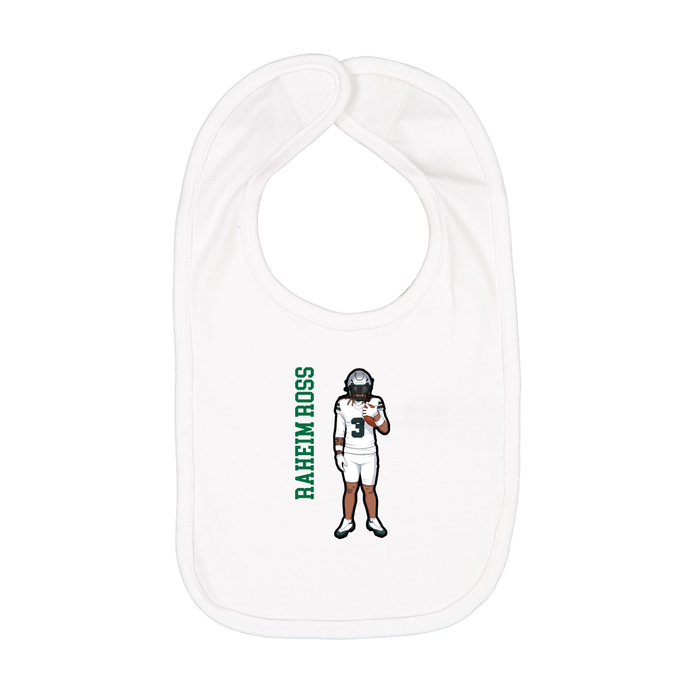 Infant Bib — Name Vertical in White