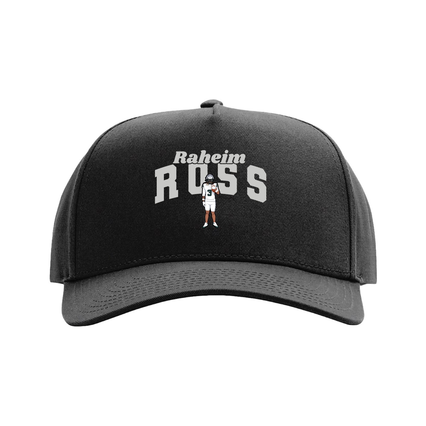 Full Fabric Five-Panel Champ Cap — Signature Arch in Black