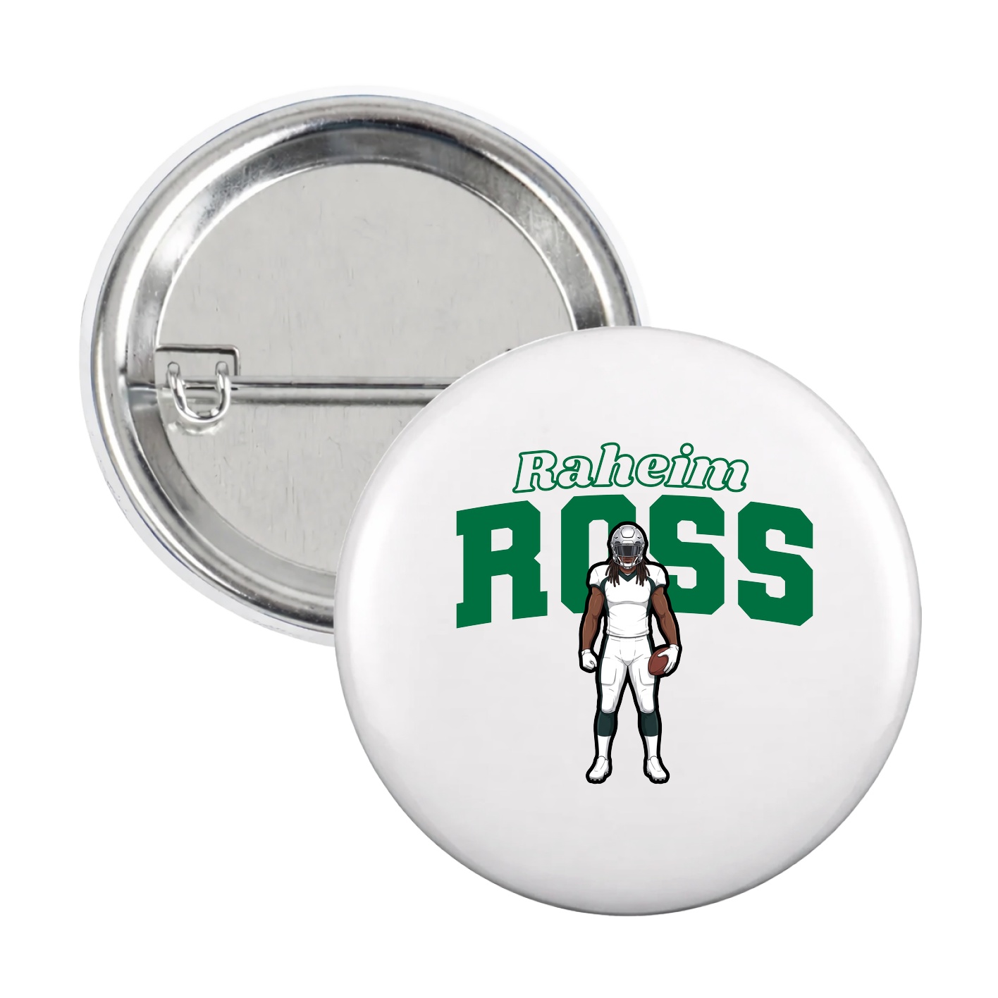 Game Day Button — Name Arch in White