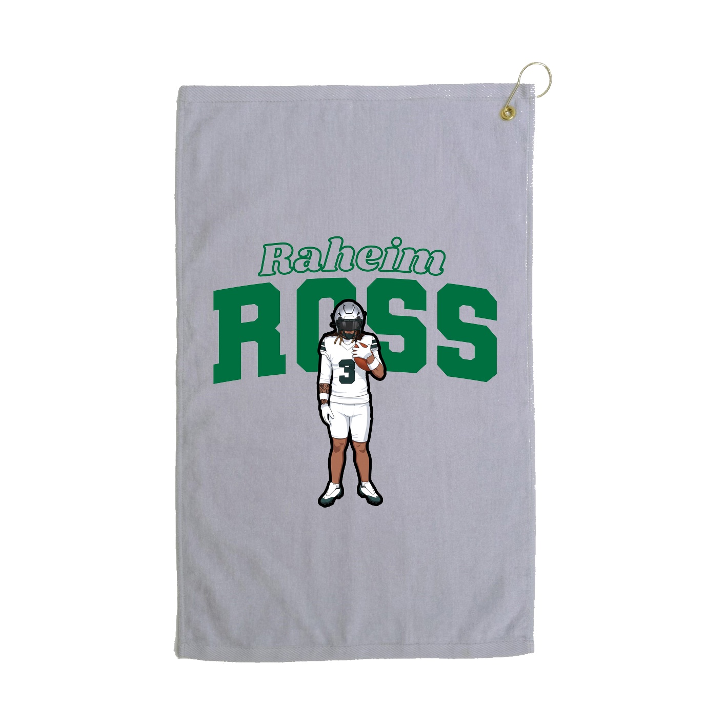 Golf Towel — Name Arch in Grey