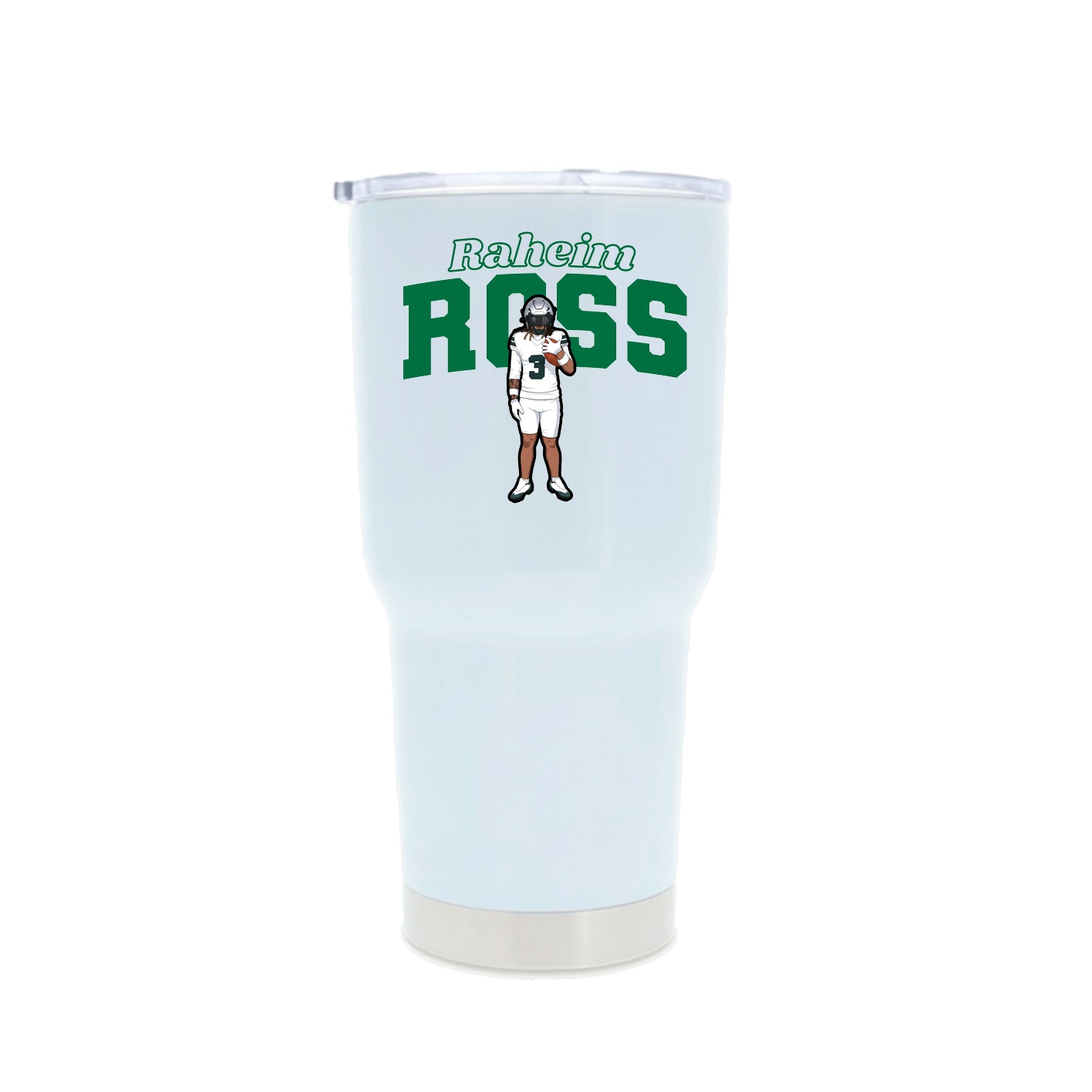 30oz Stainless Steel Tumbler — Name Arch in White
