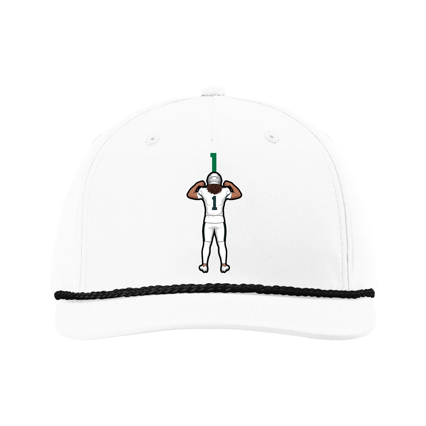 Five-Panel Classic Rope Cap — Number Top in White