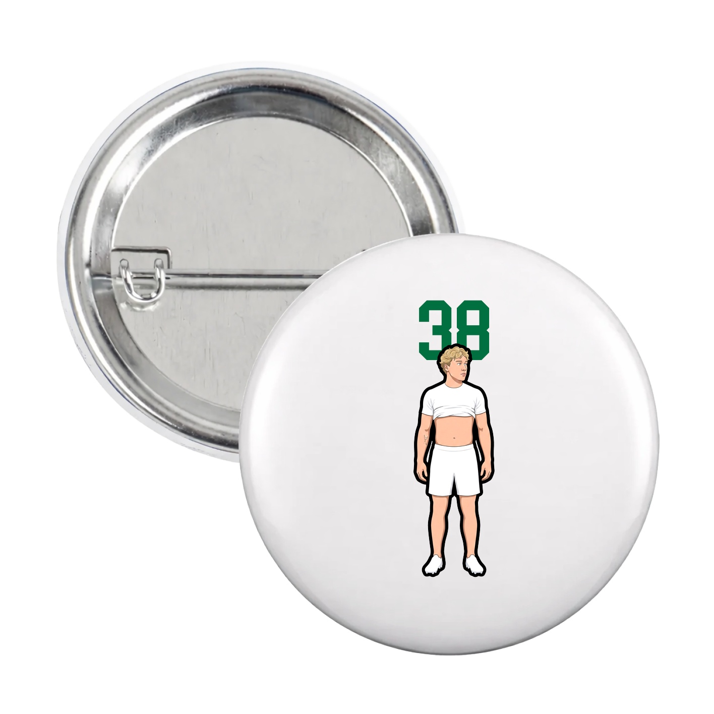 Game Day Button — Number Top in White