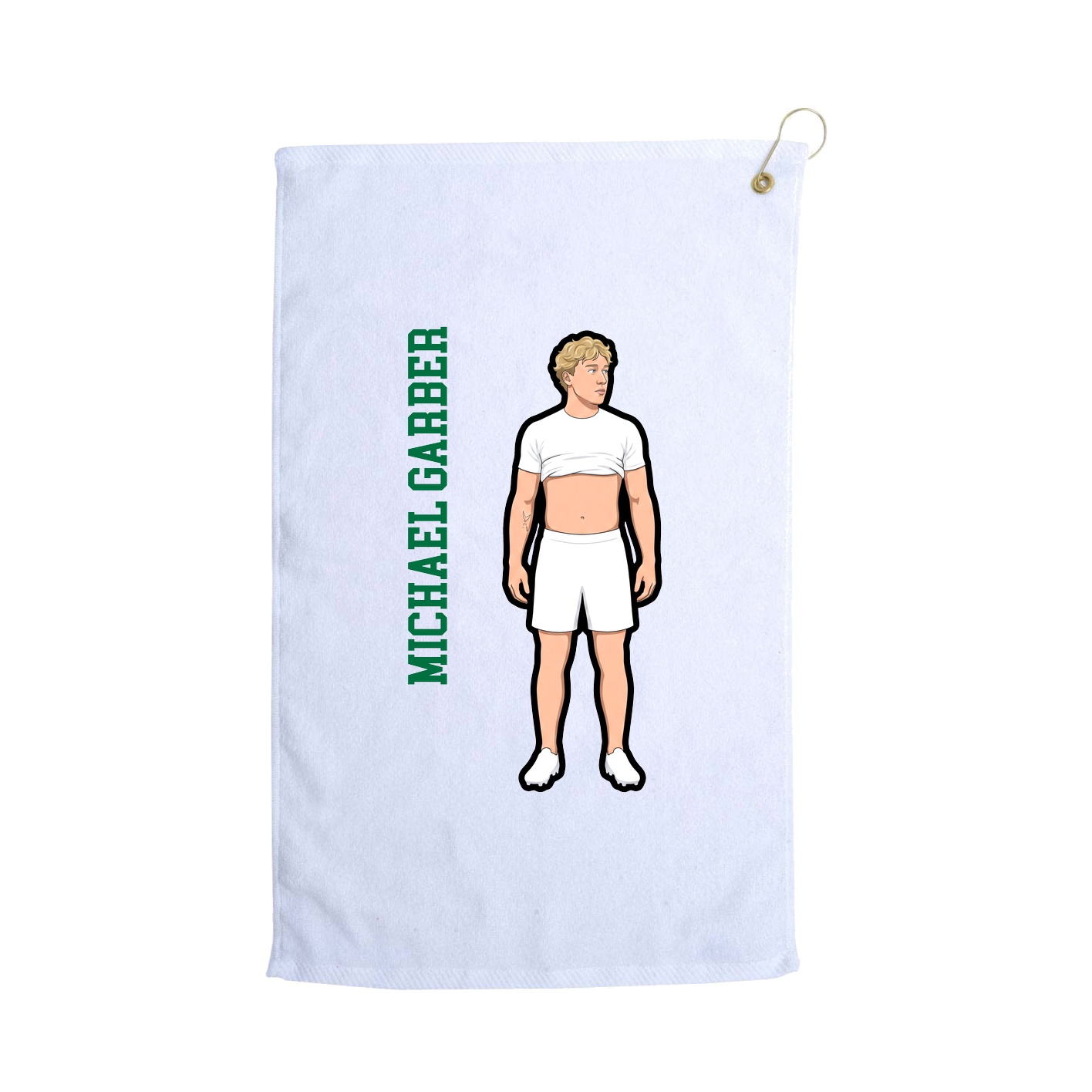 Golf Towel — Name Vertical in White