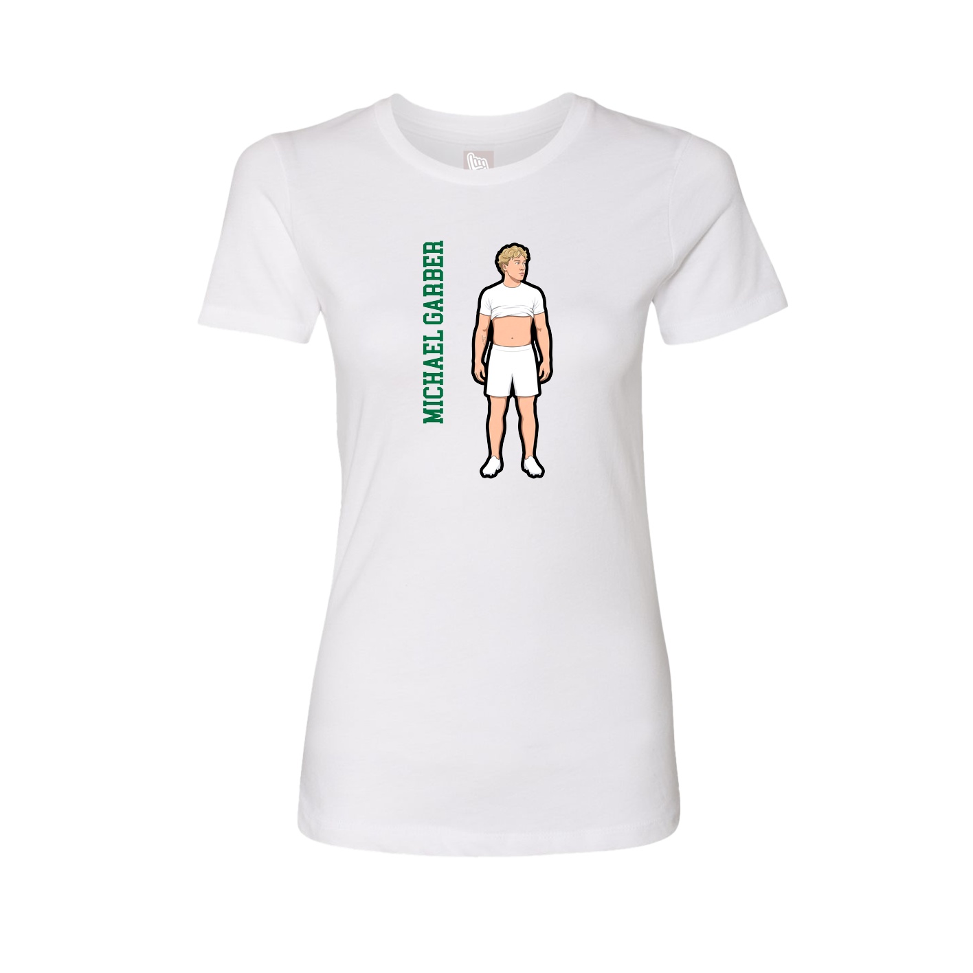 Fitted Women's Tee — Name Vertical in White
