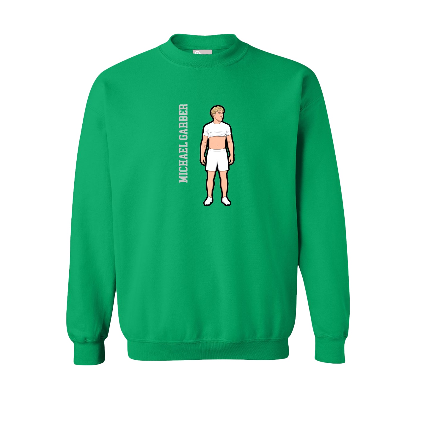 Fleece Crew — Name Vertical in Green