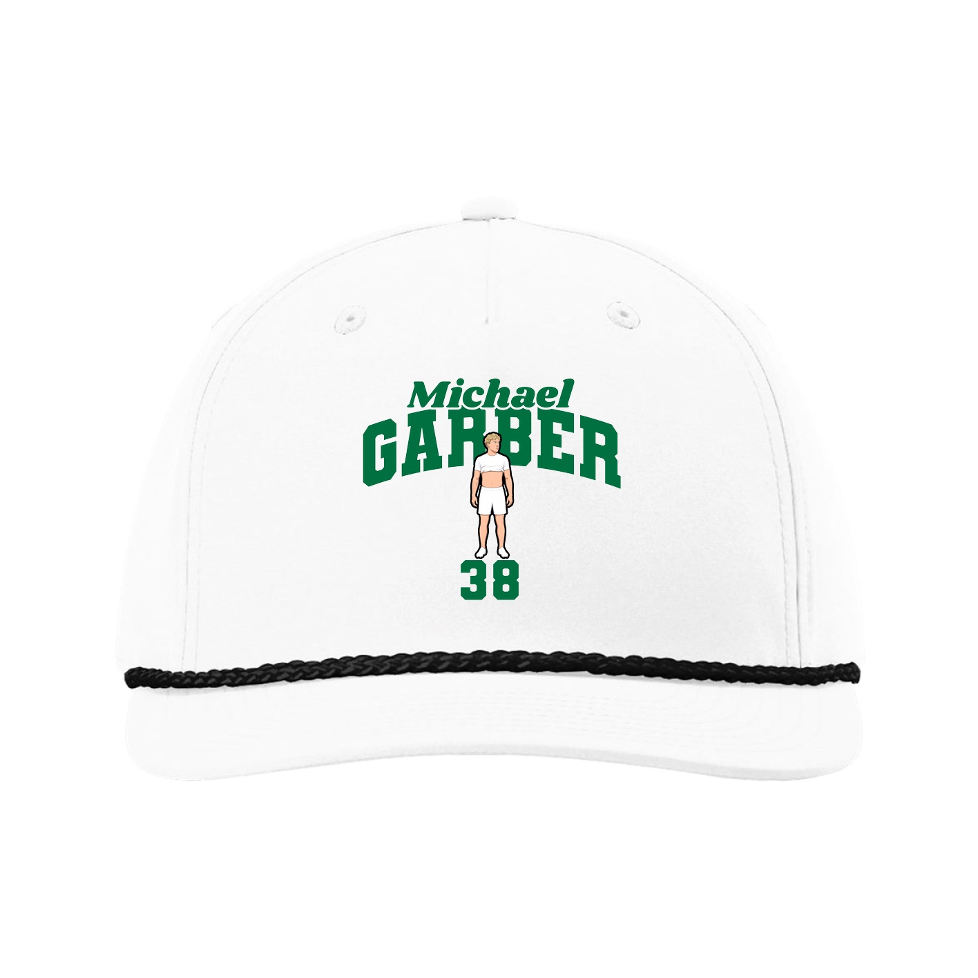 Five-Panel Classic Rope Cap — Signature Arch in White