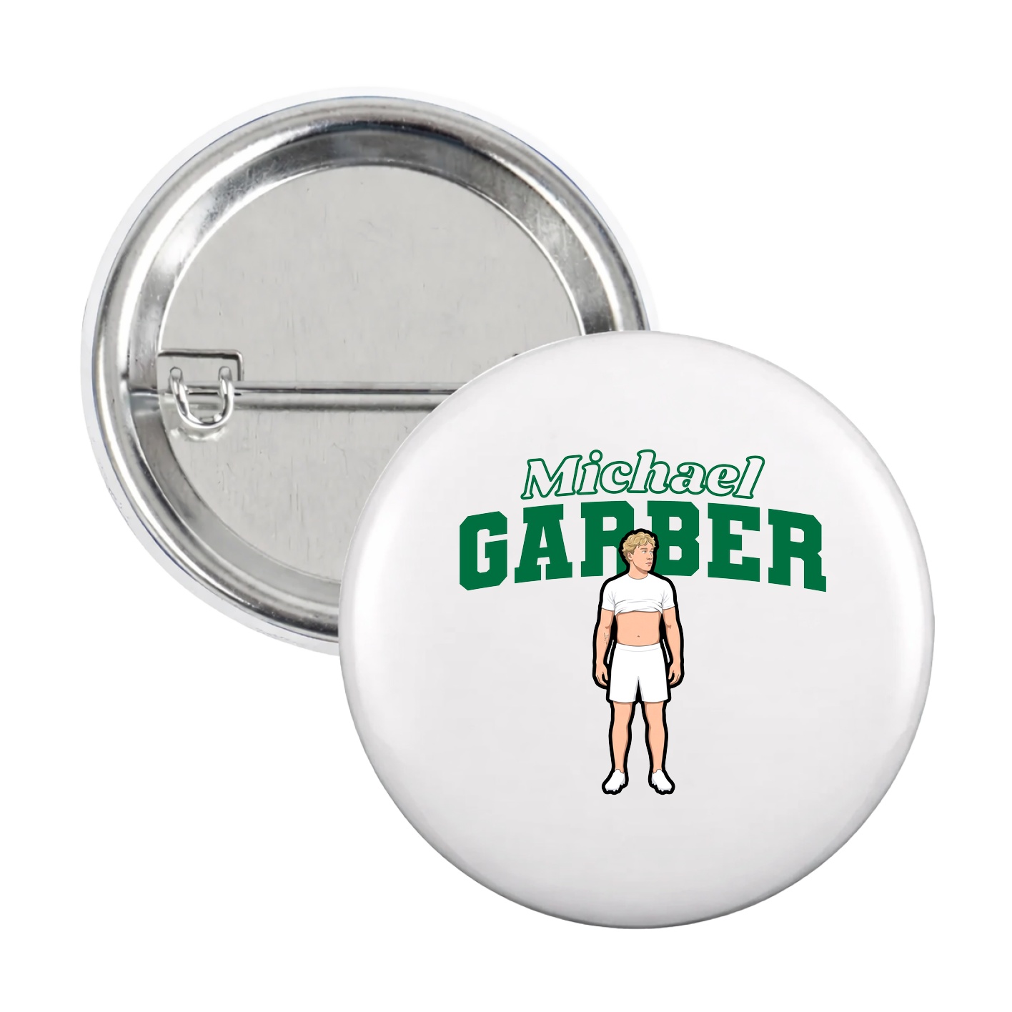 Game Day Button — Name Arch in White