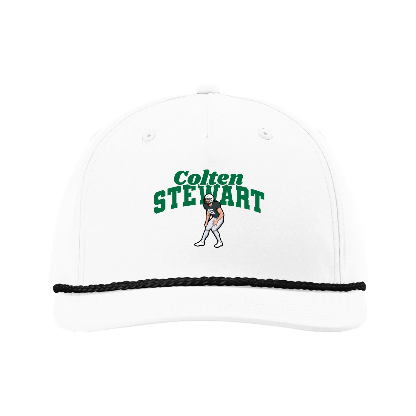 Five-Panel Classic Rope Cap — Signature Arch in White