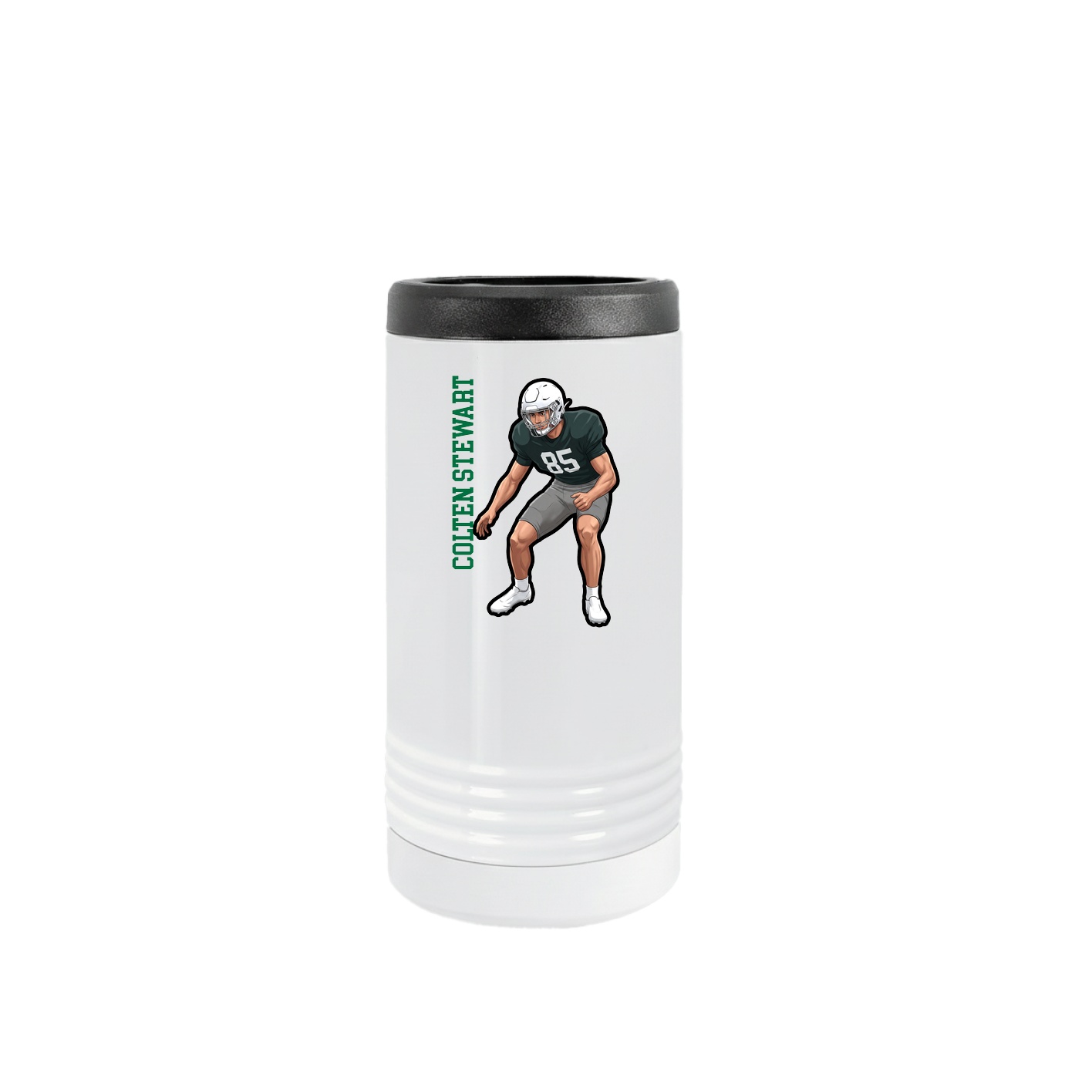Slim Beverage Holder — Name Vertical in White